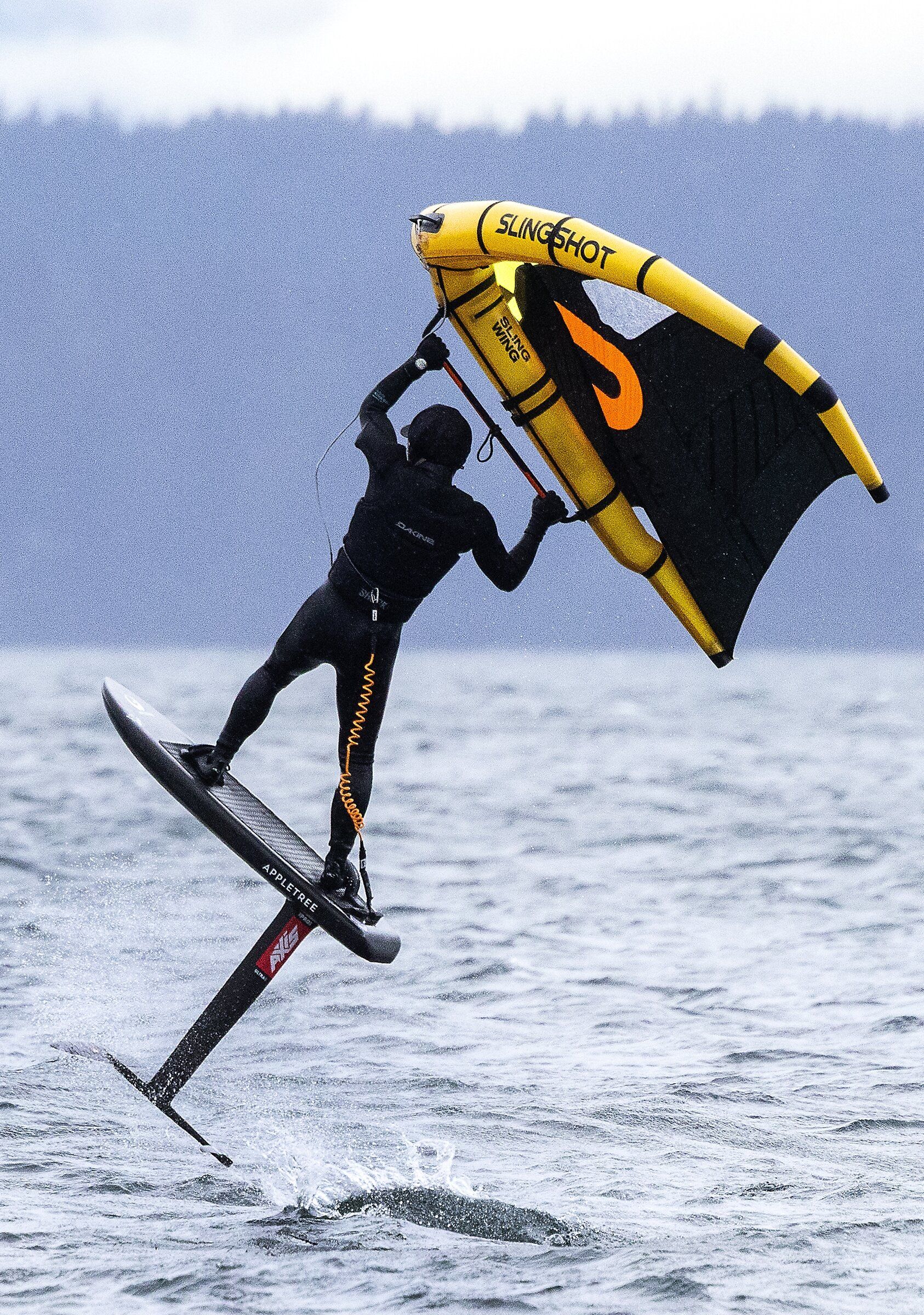 Windy conditions are just right for wing foils at Golden Gardens