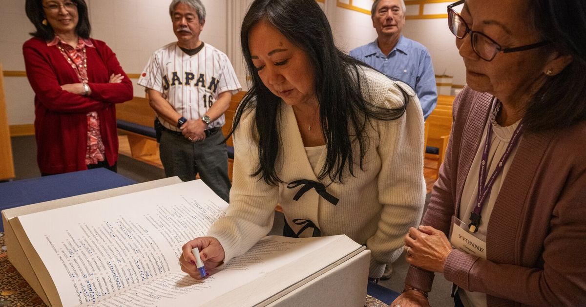 The Ireichō, a book listing the names of more than 125,000 Japanese Americans incarcerated during World War II, comes to the Seattle area, where family members can stamp under the names to honor them.