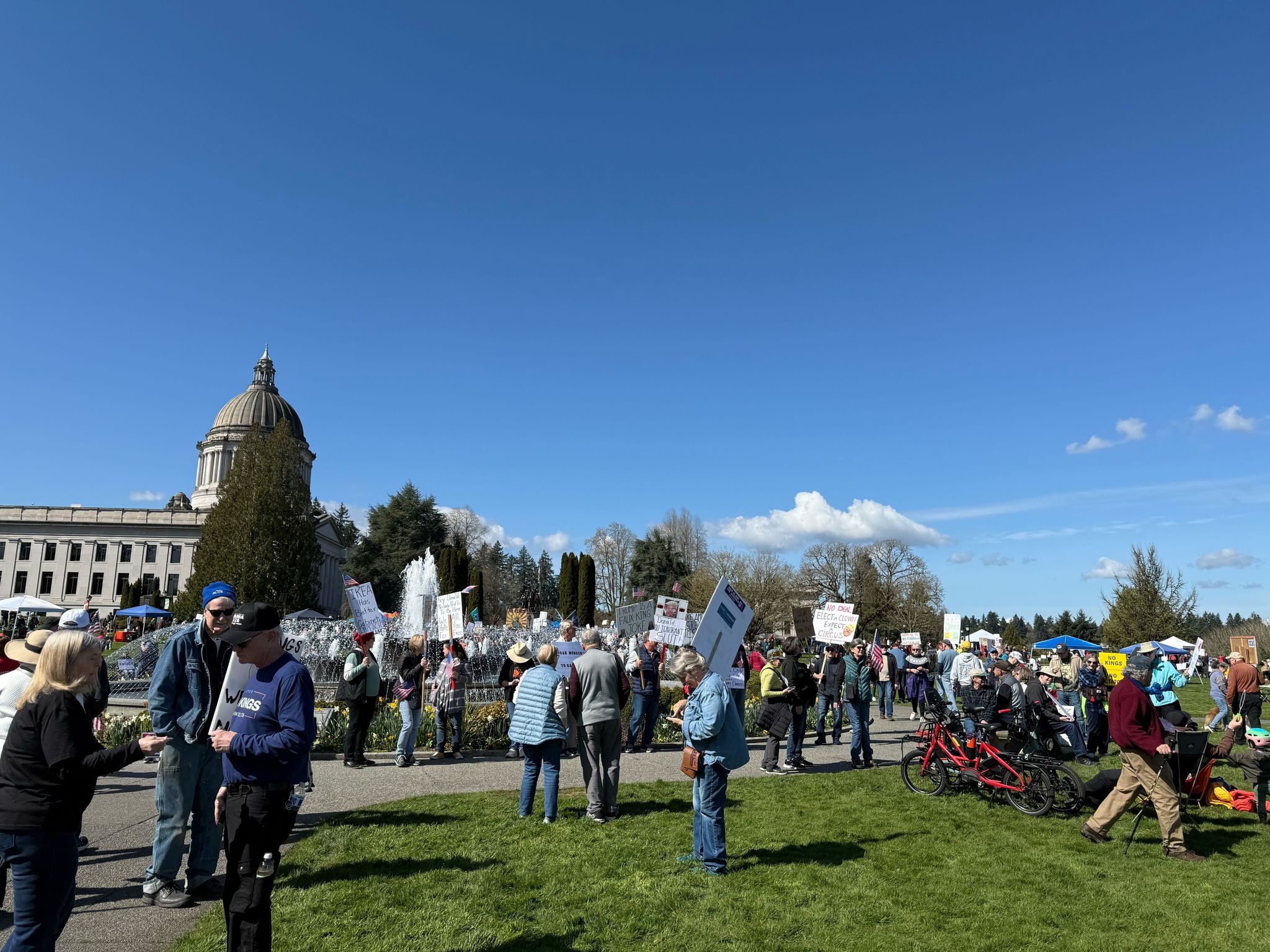 Protesters gather in Olympia on Saturday. (Shauna Sowersby / The Seattle Times)