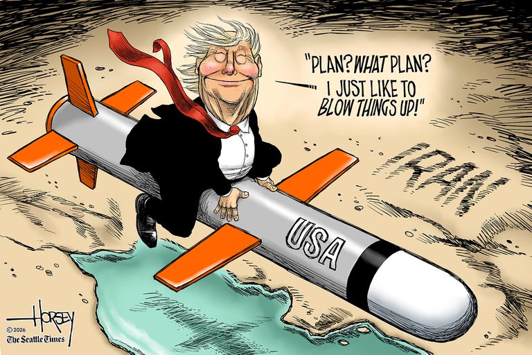 Donald Trump riding a cruise missle above Iran saying, 