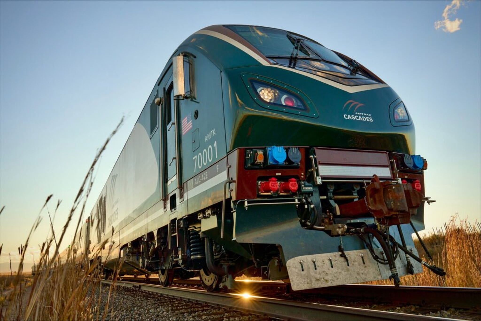The new Airo Amtrak Cascades train en route to Pueblo, Colorado, for testing last year. (Photo courtesy of Siemens / Amtrak)