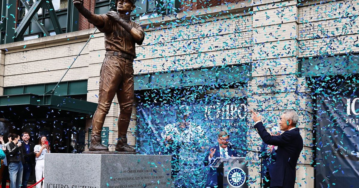 Frozen in his iconic batting stance (with a slight mishap), Ichiro now has a permanent home outside of T-Mobile Park in the form of a bronze statue that was unveiled on Friday.