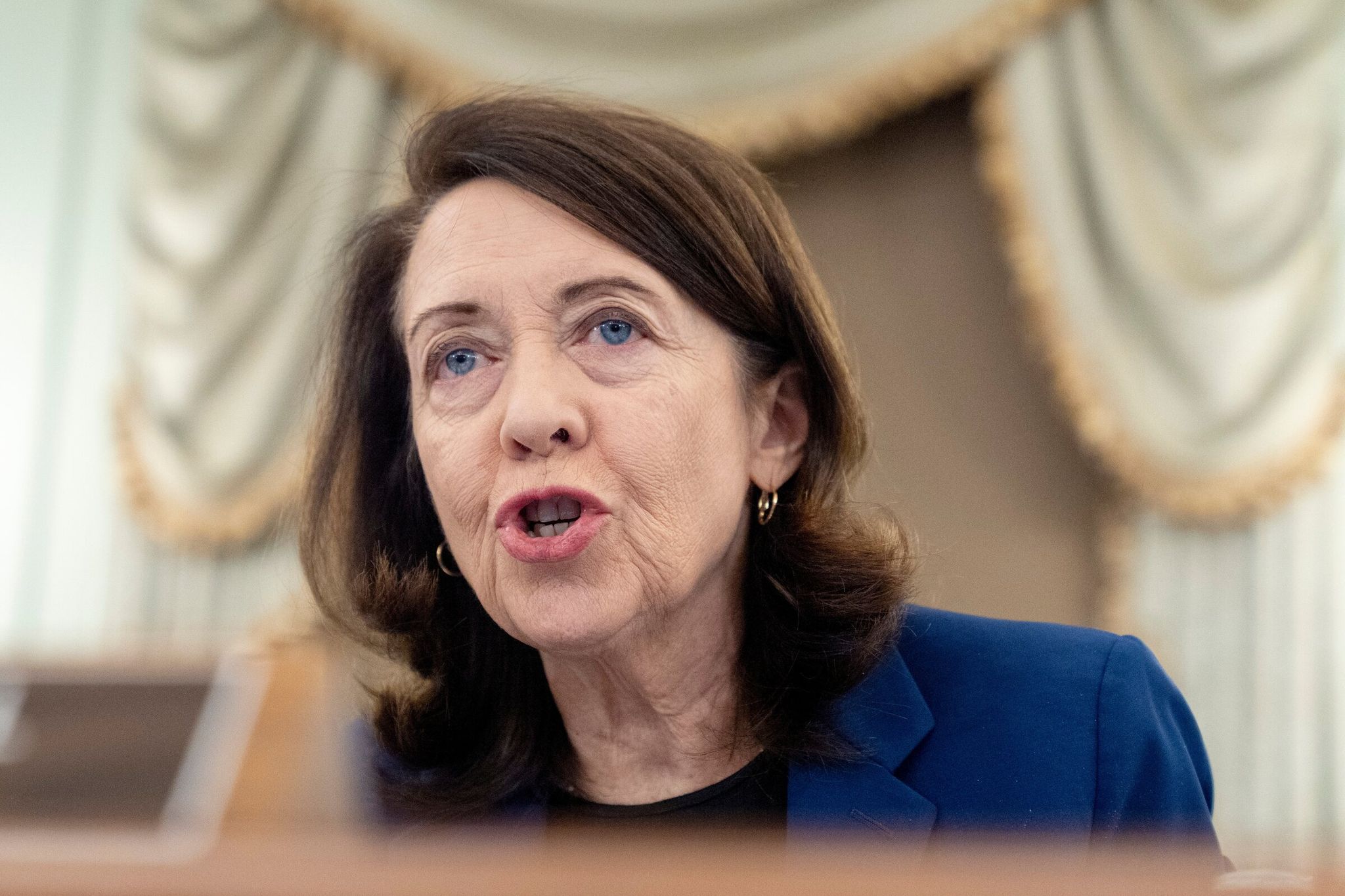 U.S. Sen. Maria Cantwell, a Washington Democrat, says the House aviation bill does not include needed measures. She is promoting an alternative bill. (Jacquelyn Martin / Associated Press, 2025)