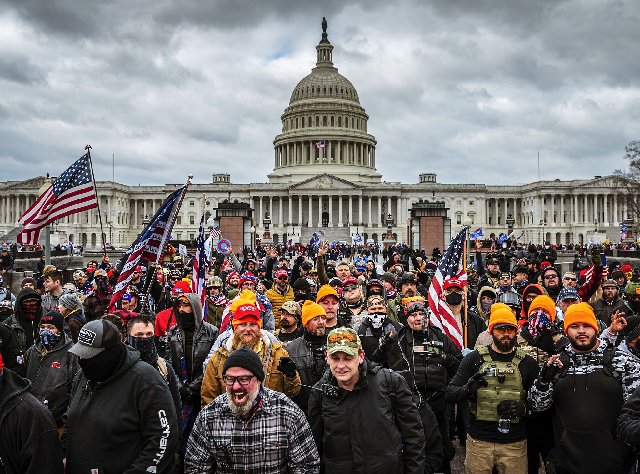 Trump supporters gather in front of the U.S. Capitol on Jan. 6, 2021. (John Cherrie / Getty Images)
