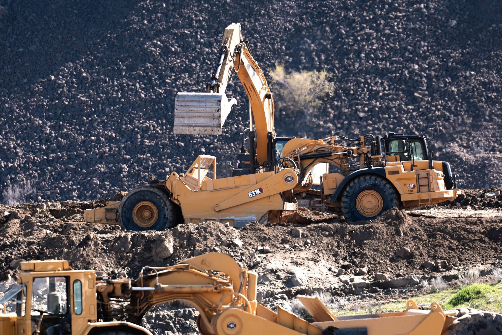 Construction equipment at the Microsoft data center being built in Malaga was spotted last month. (Karen Ducey / The Seattle Times)