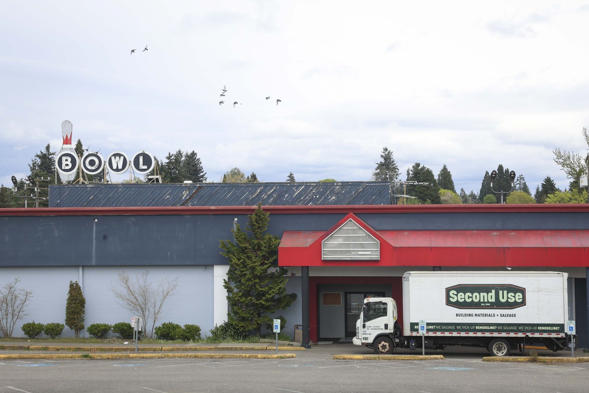 Skyway Park Bowl bowling alley in Skyway was open for decades before a sprinkler malfunction in 2024 caused significant damage. (Ivy Ceballo / The Seattle Times)