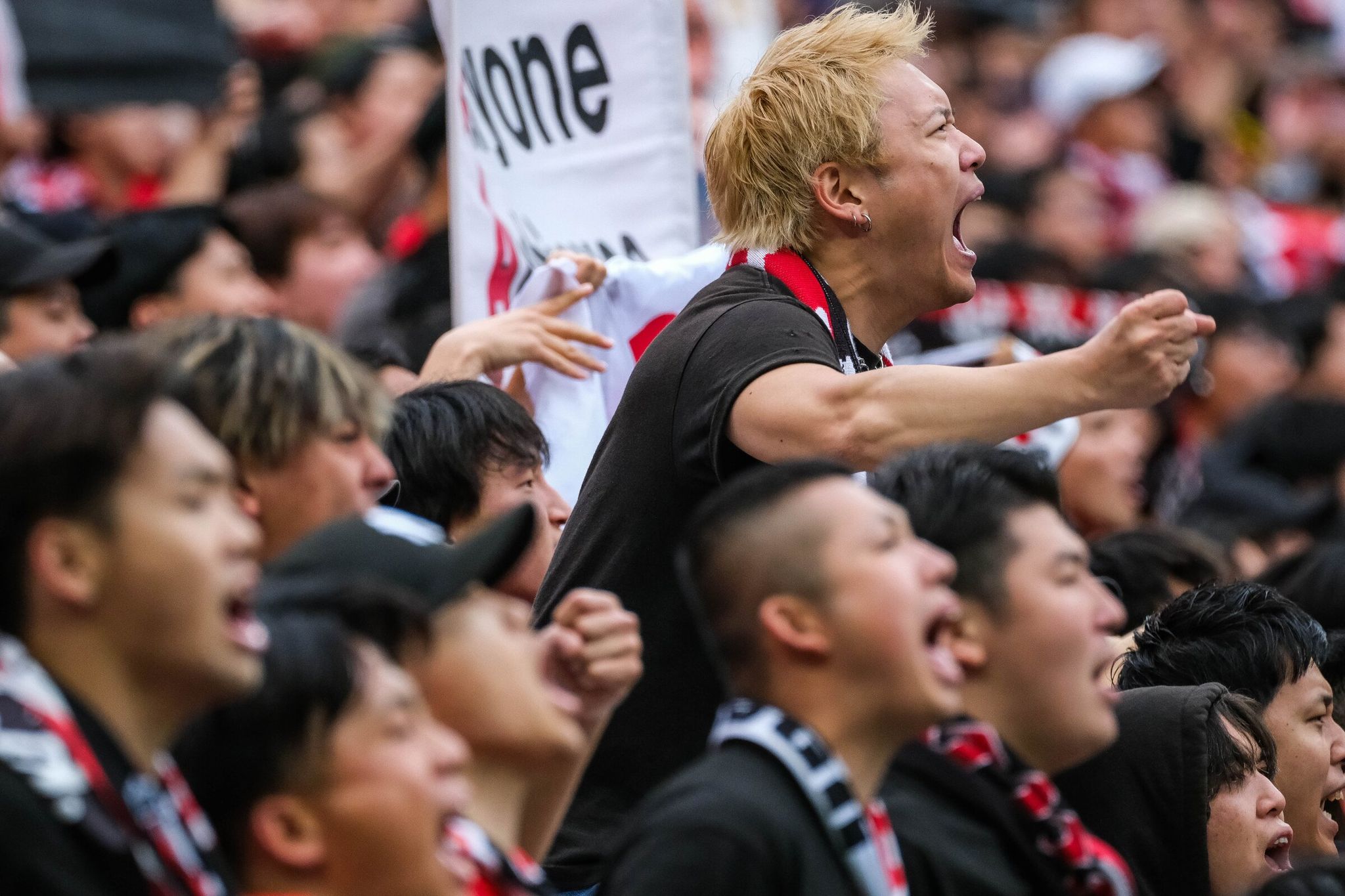 Fans of Urawa support their team in a group-stage match of the 2025 Club World Cup against Inter at Lumen Field in Seattle. (Dean Rutz / The Seattle Times)