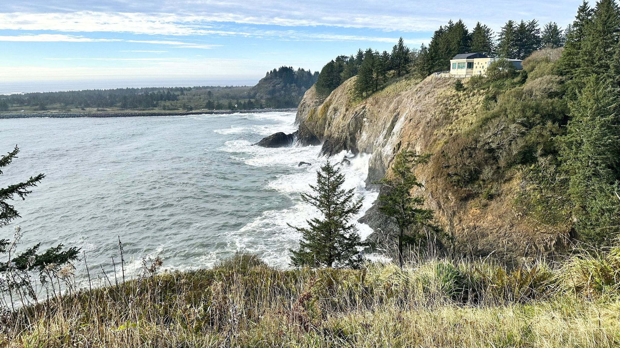 The Lewis & Clark Interpretive Center overlooks where the Columbia River meets the Pacific Ocean at Cape Disappointment in Ilwaco, Pacific County. (Brandon Garcia / The Seattle Times, 2024)