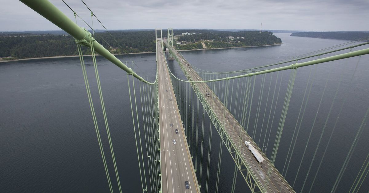 Two lanes of the westbound Tacoma Narrows Bridge are undergoing an emergency closure after state workers discovered a ruptured steel connection.