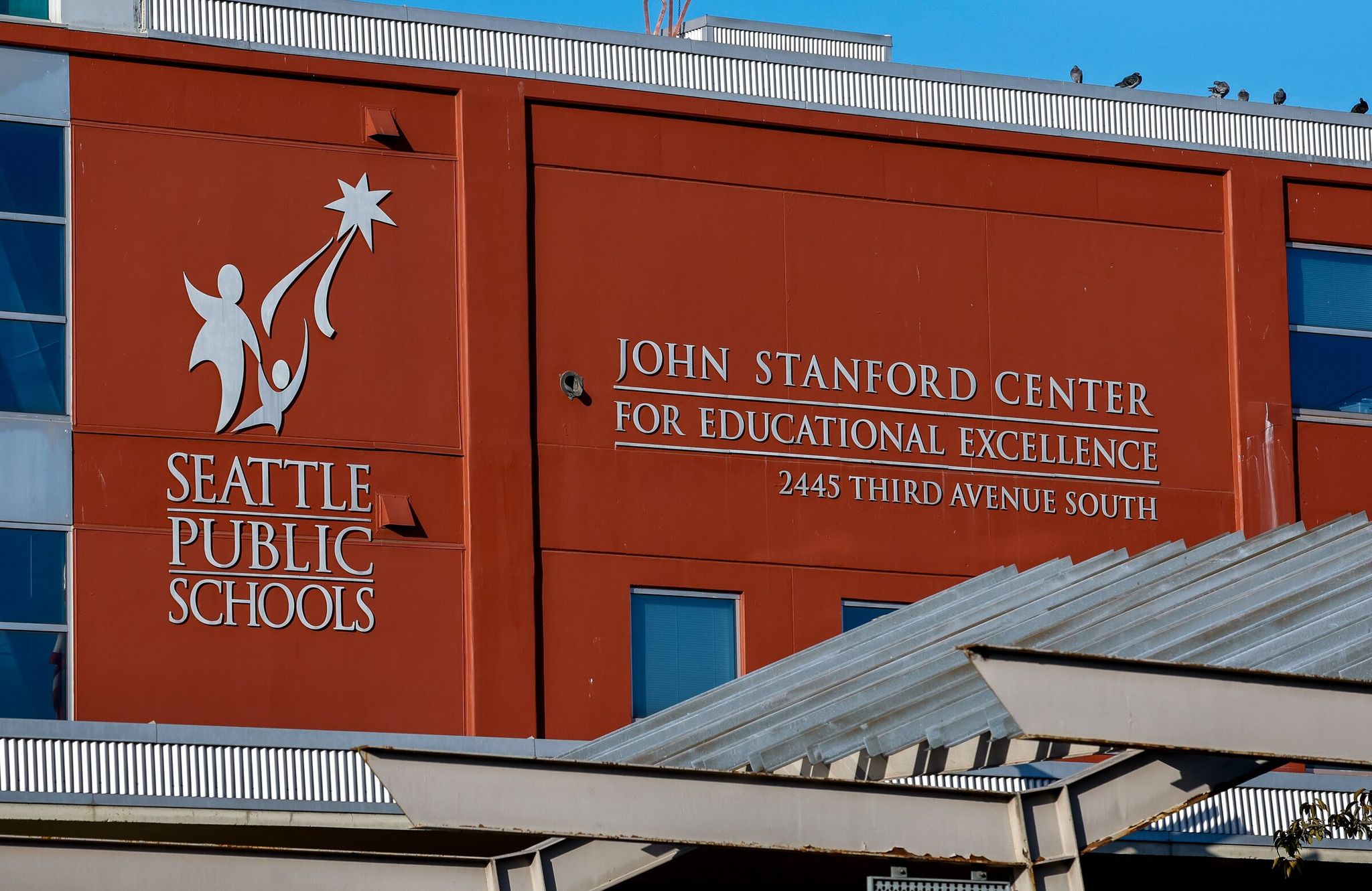 The John Stanford Center for Educational Excellence building is the Seattle Public Schools headquarters is seen in Seattle. (Jennifer Buchanan / The Seattle Times, 2024)