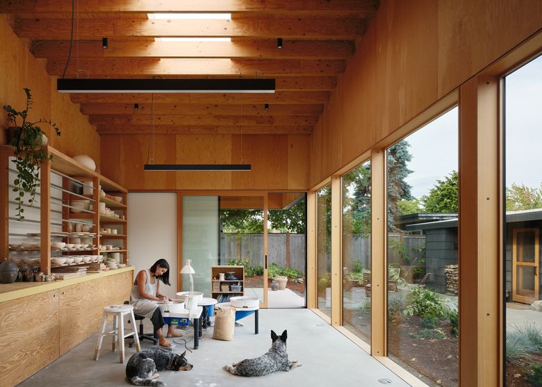Natasha Alphonse’s studio looks out onto a patio where she has her kilns. The outdoor space also allows her to host events, workshops and parties. (Kevin Scott)