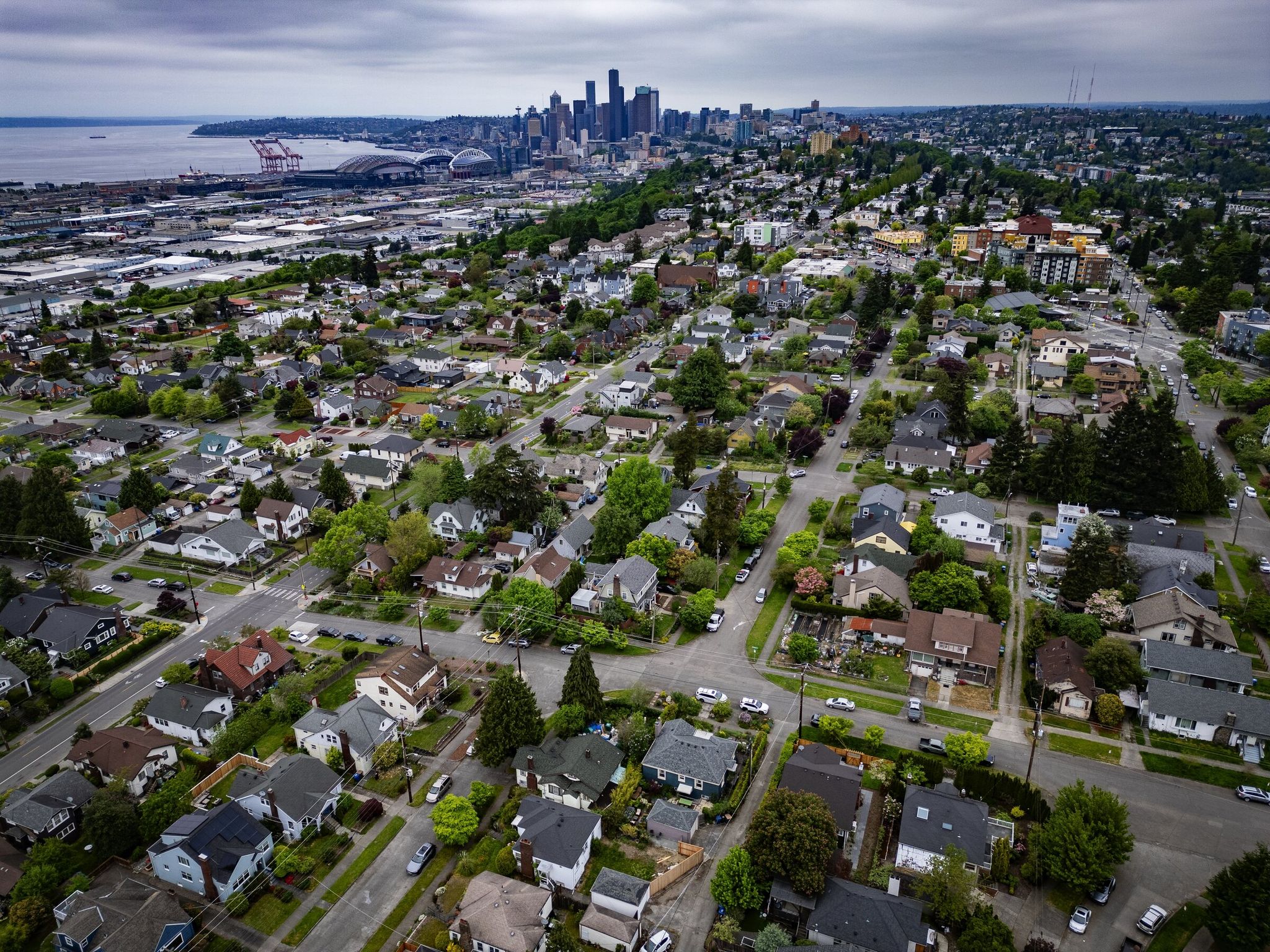 Seattle’s Beacon Hill neighborhood is seen Tuesday. The city’s median single-family home price dropped 3% year over year to almost $999,000 last month. (Ken Lambert / The Seattle Times)
