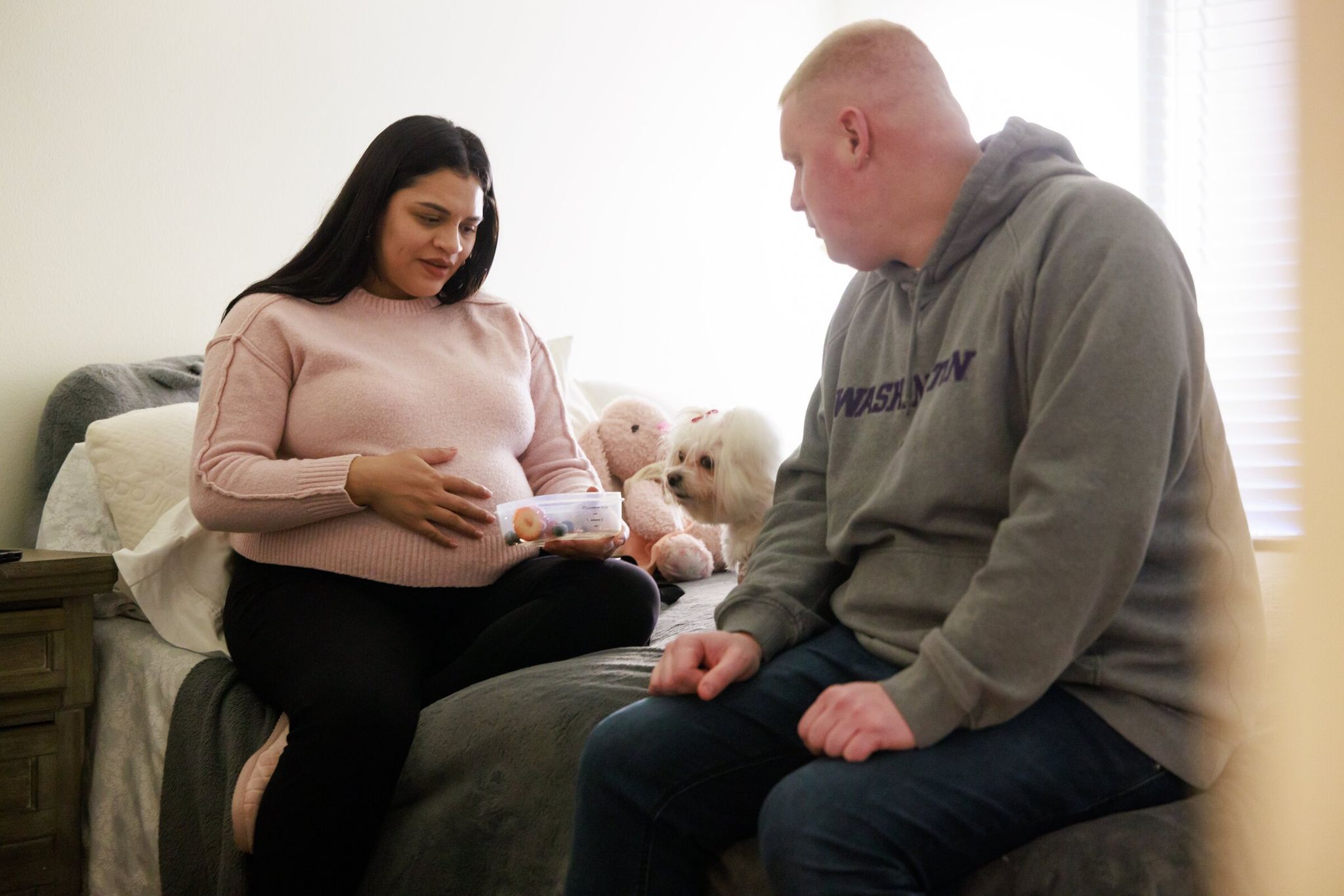Trevor Curtis was repairing his home with the help of family and friends during his partner Emmy Gerra’s high-risk pregnancy. (Erika Schultz / The Seattle Times)