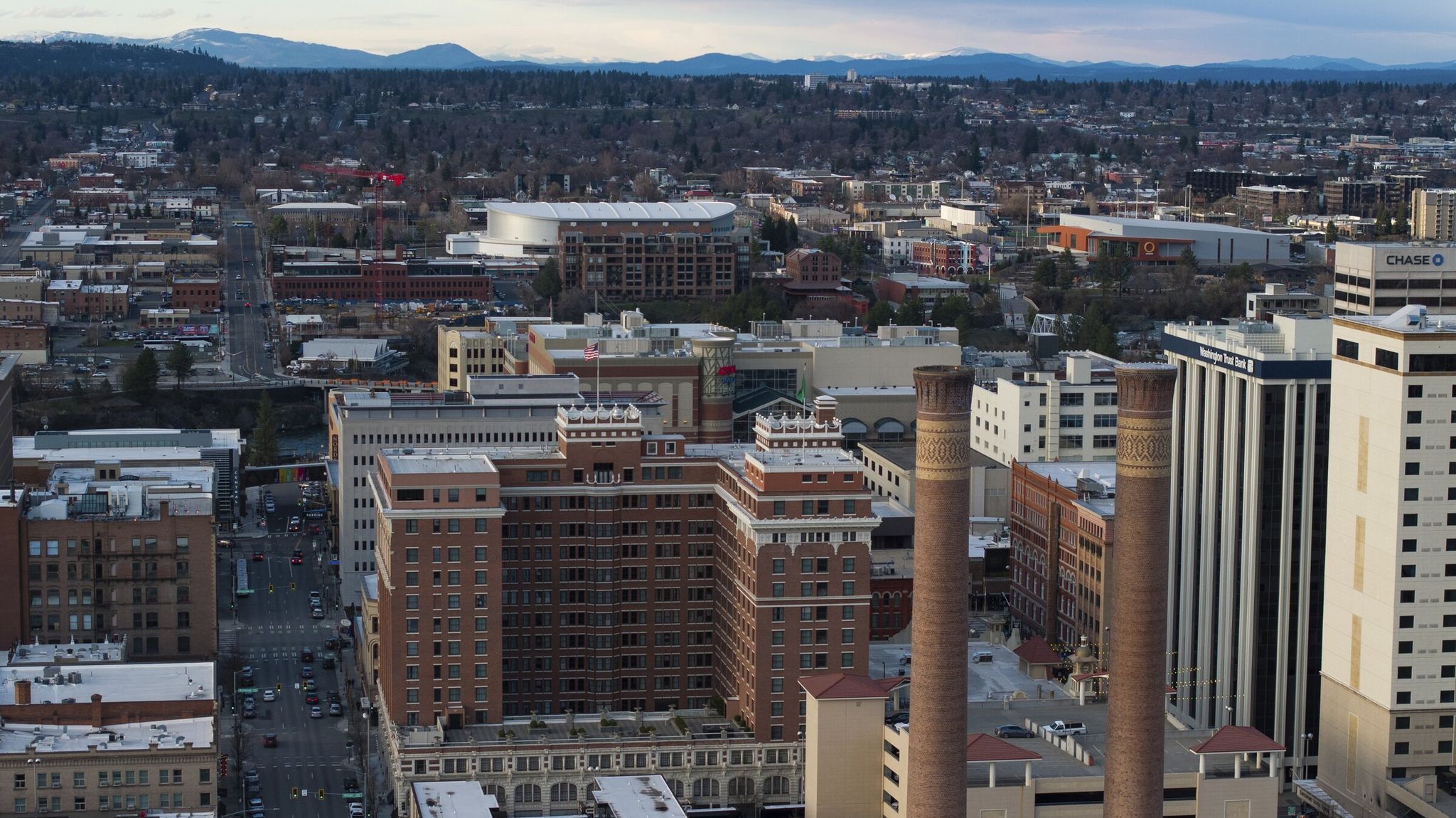Vehicles drive downtown Spokane, Wash., March 27, 2025. (AP Photo/Jenny Kane)