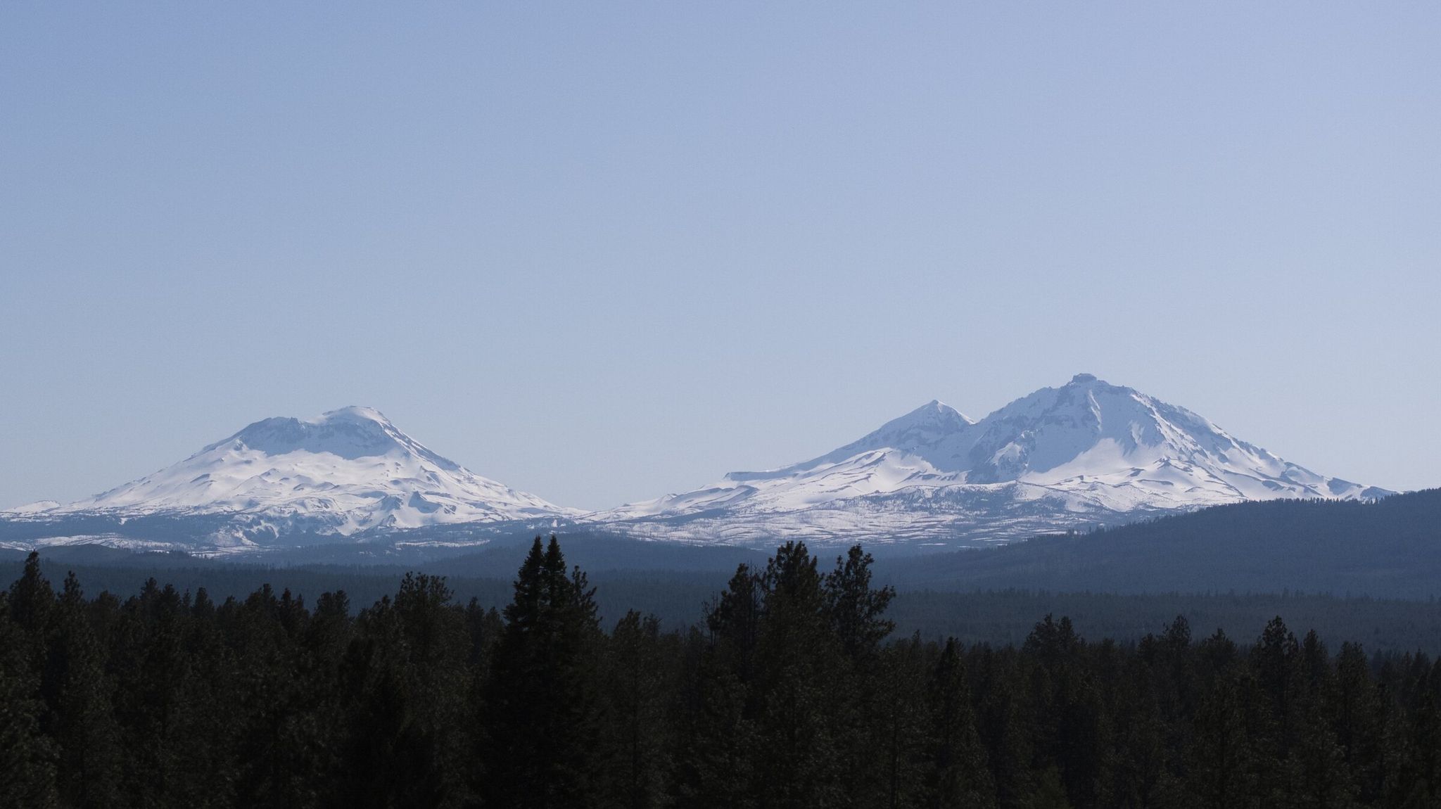 The Three Sisters volcanic peaks are seen on May 1, 2025, from Sisters, Ore. (Jenny Kane / AP)