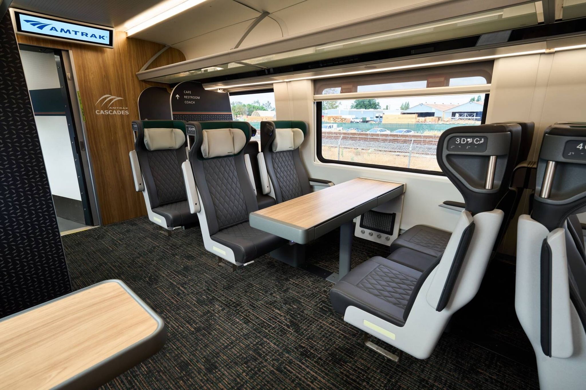 Updated seating in the new Amtrak Cascades Airo fleet. (Provided by Amtrak)