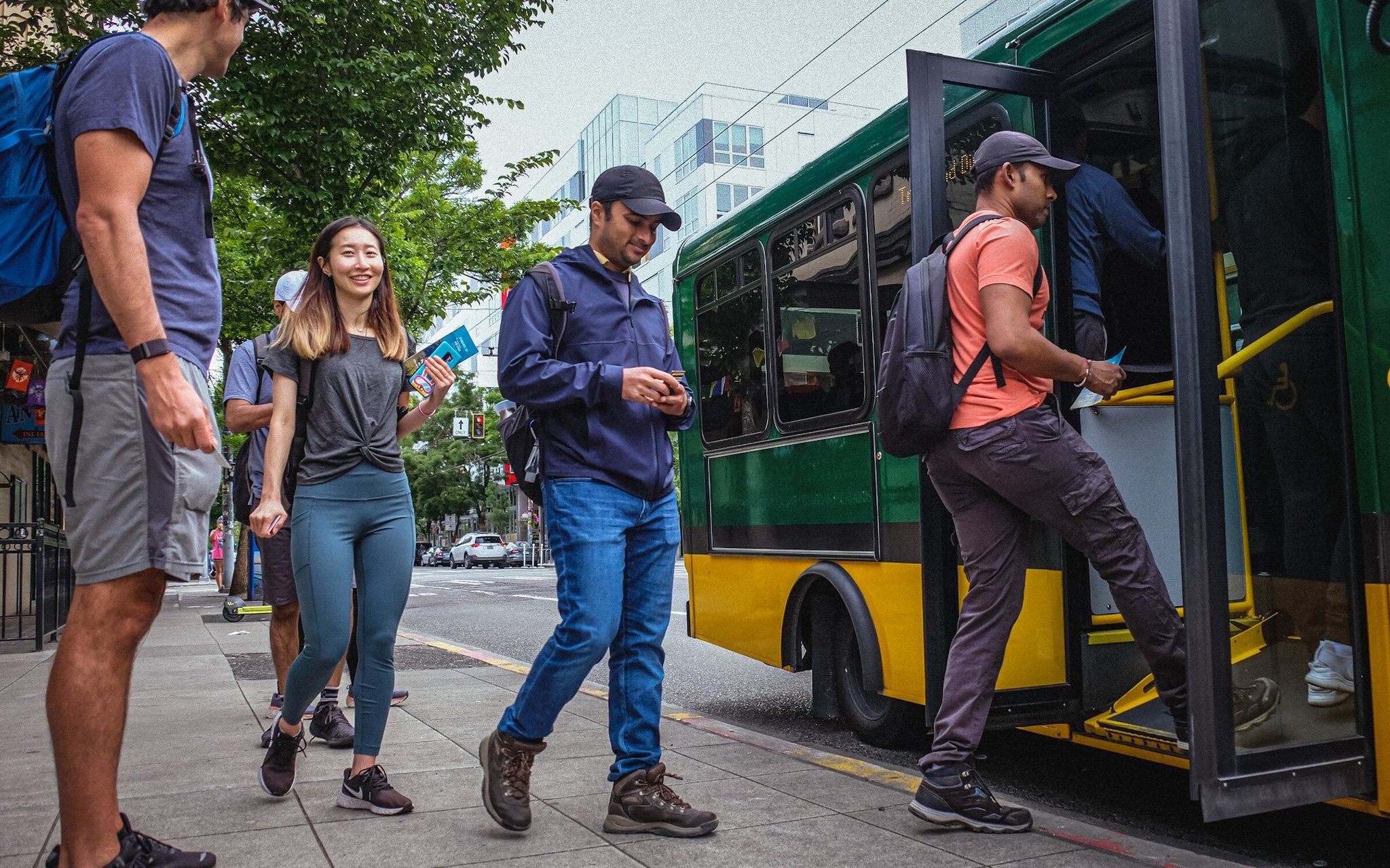 Hikers board a Trailhead Direct shuttle last year in Seattle. (Eli Brownell / King County Parks)