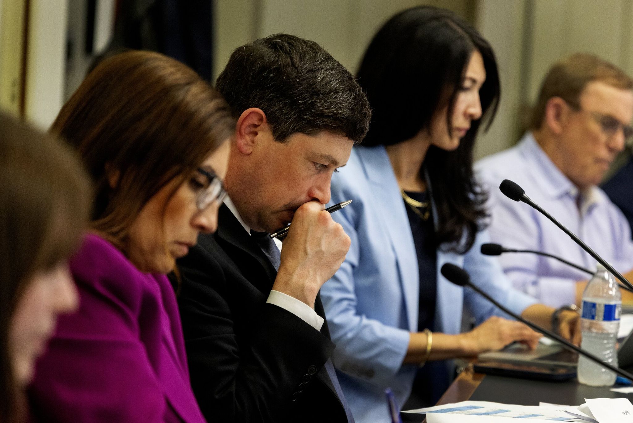 Sound Transit board member Dan Strauss, center, who represents Ballard on the Seattle City Council, tried unsuccessfully Thursday to win approval of his idea for a Westlake-to-Ballard spur. (Ken Lambert / The Seattle Times)
