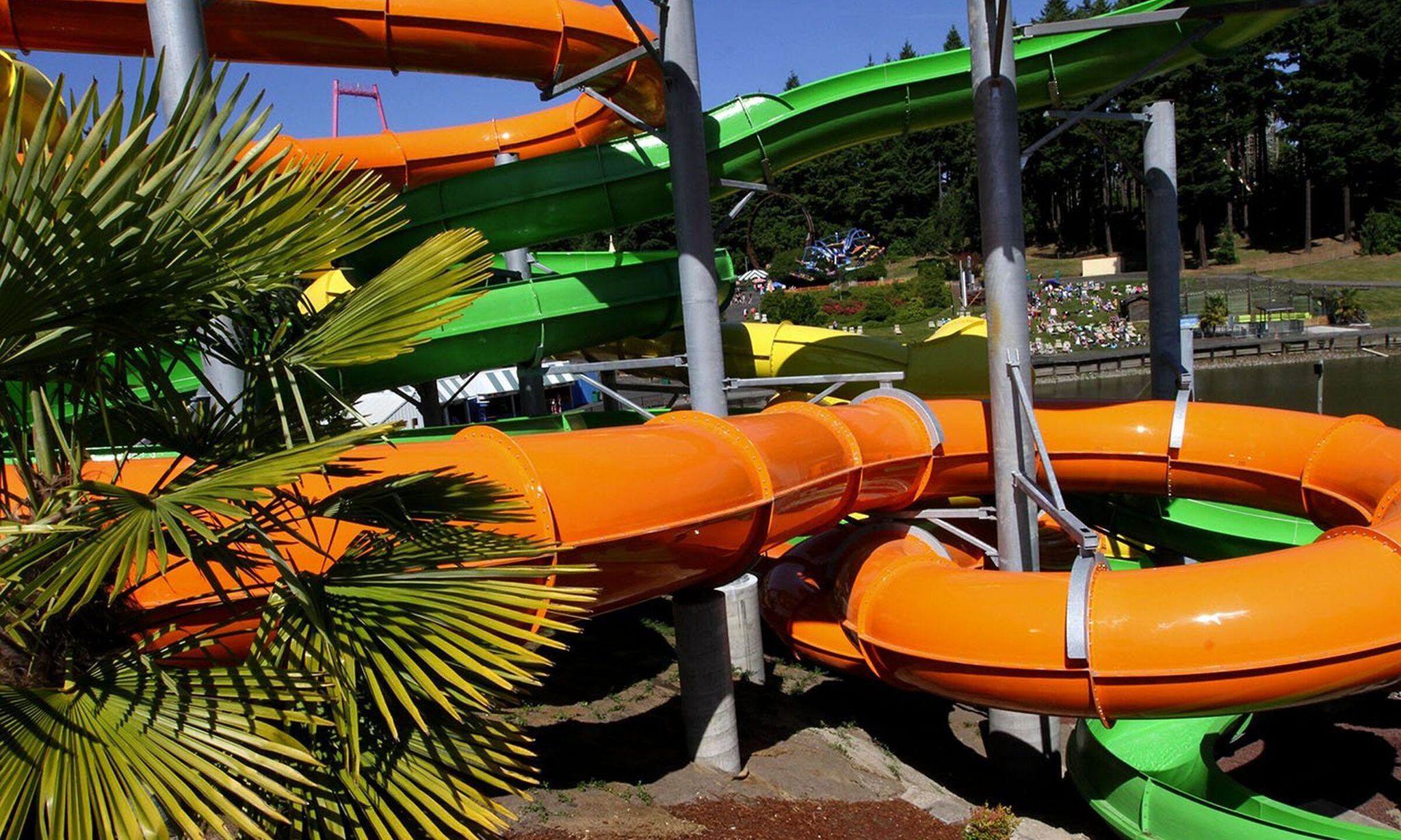 A close view of waterslides at Wild Waves, which is set to close at the end of this season. (Greg Gilbert / The Seattle Times, 2015)