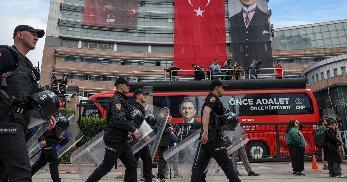 Turkish police storm offices of main opposition CHP party, firing tear gas and rubber bullets
