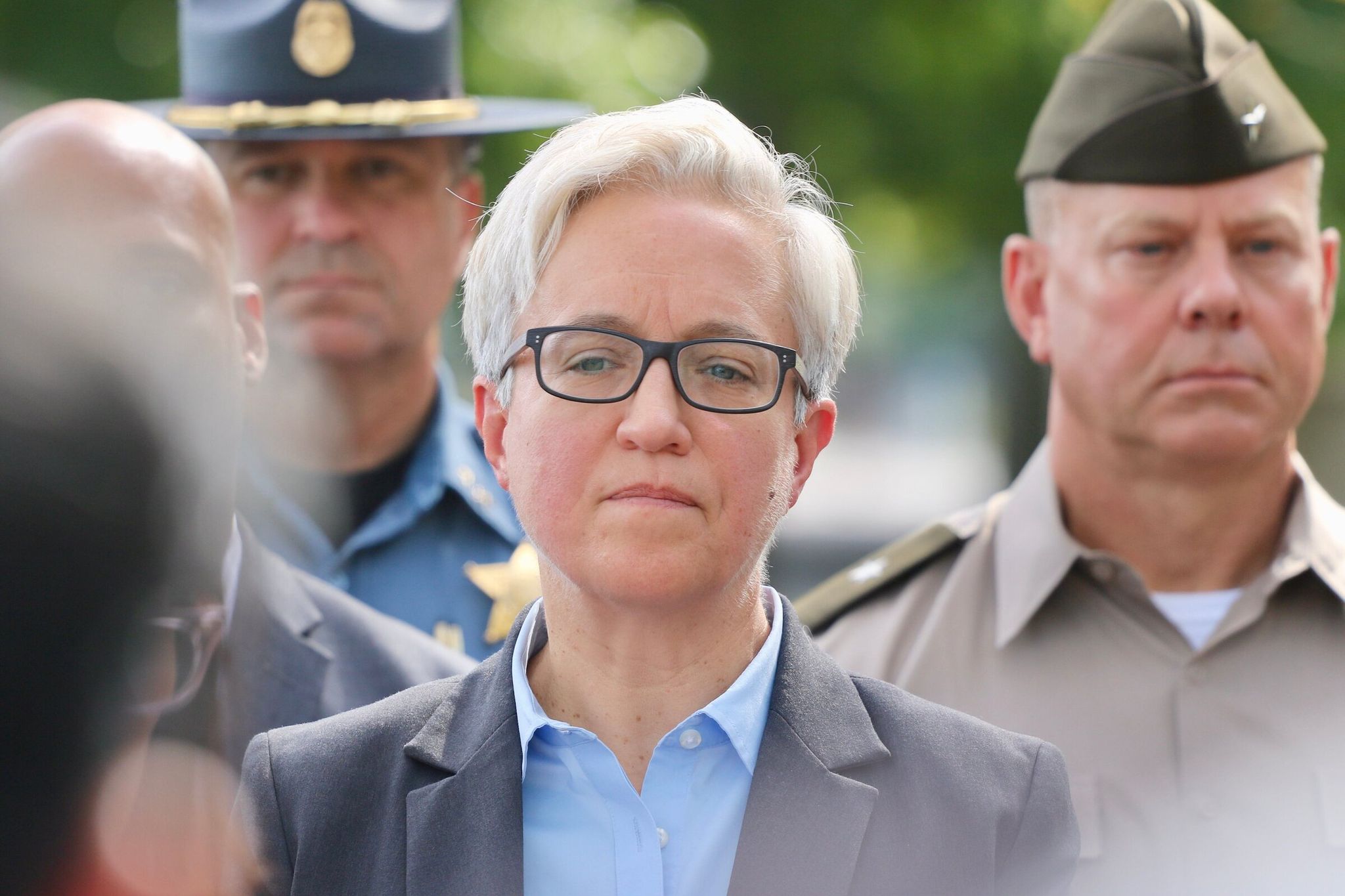 Oregon Gov. Tina Kotek speaks against President Donald Trump’s call to deploy federal troops to Portland during a press conference, Sept. 27, 2025 in Portland, Ore. (Zane Sparling / The Oregonian / TNS)