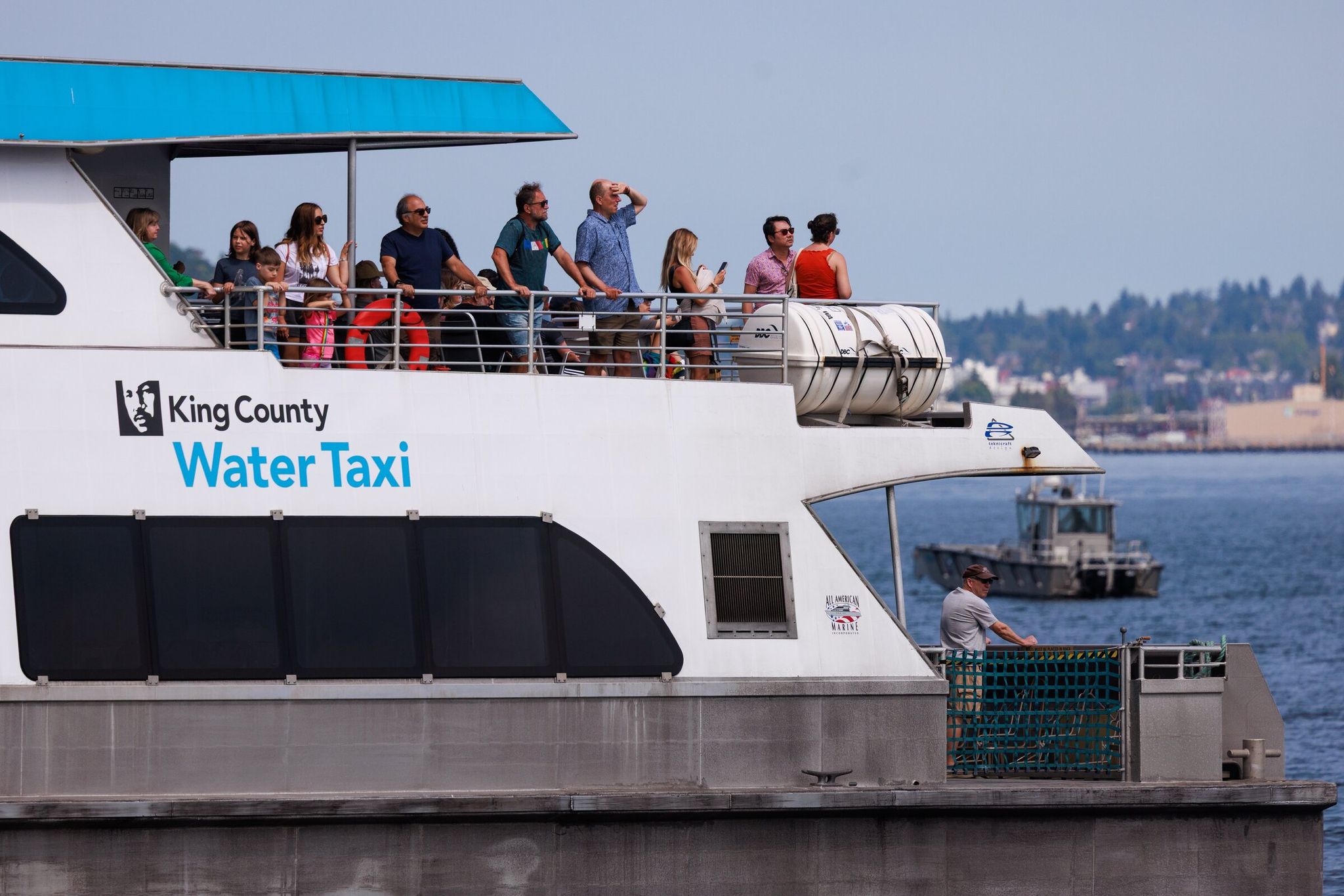 Ferries and the water taxi will be part of the transit network moving crowds to World Cup matches in Seattle and to city viewing areas. (Erika Schultz / The Seattle Times, 2025)