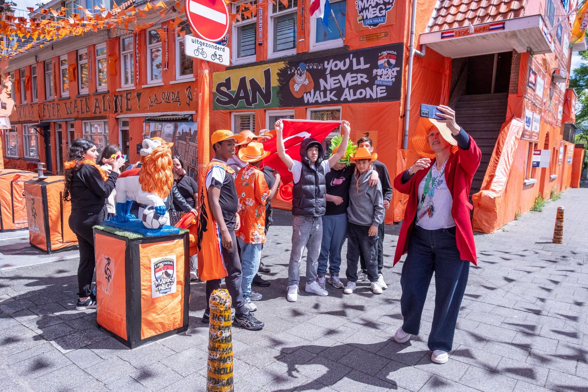 Marktweg street in The Hague, Netherlands, is awash in orange ahead of the World Cup. (Patrick Post / The Associated Press)
