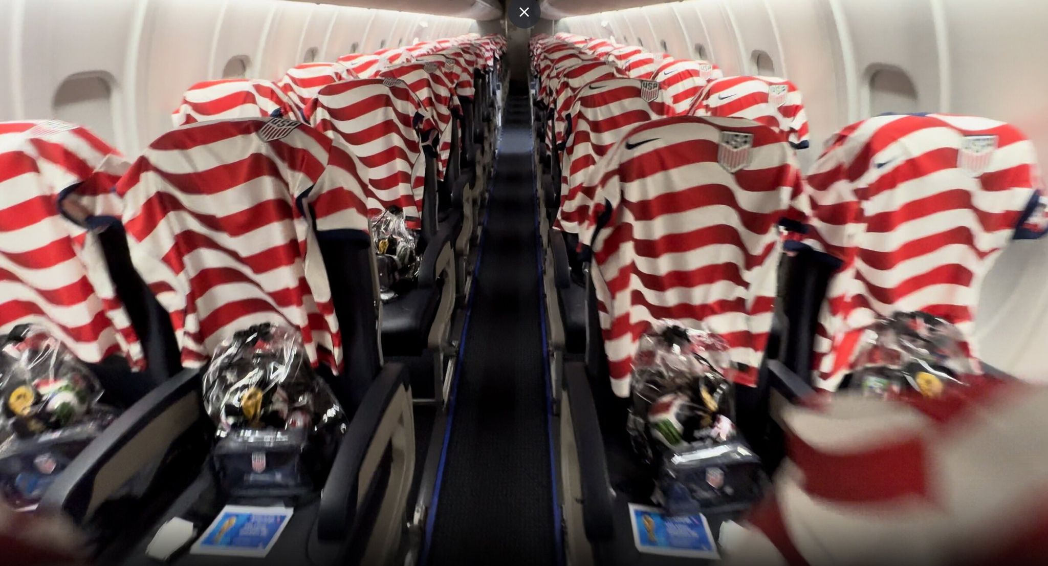 Passengers on American Airlines flight 6324 headed from Los Angeles to Seattle were greeted with World Cup swag on Thursday, June 18, 2026. (Courtesy of / American Airlines)