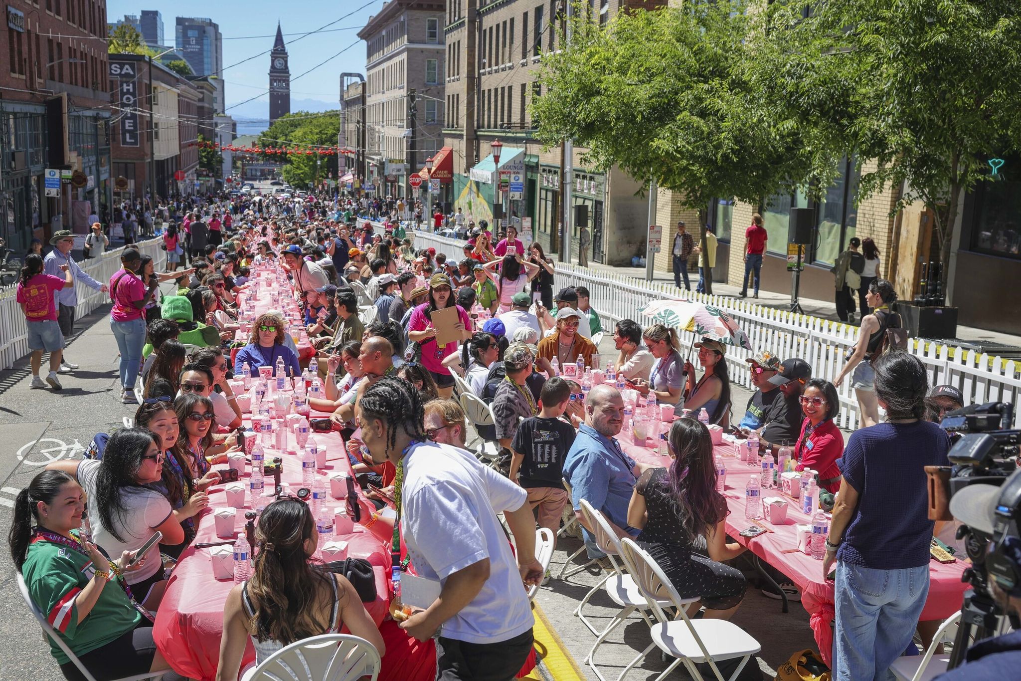Participants try to break the Guinness record for the largest dim sum lunch on Thursday. (Ivy Seballo / The Seattle Times)