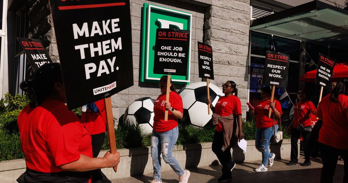 Seattle unionized hotel workers strike during FIFA World Cup