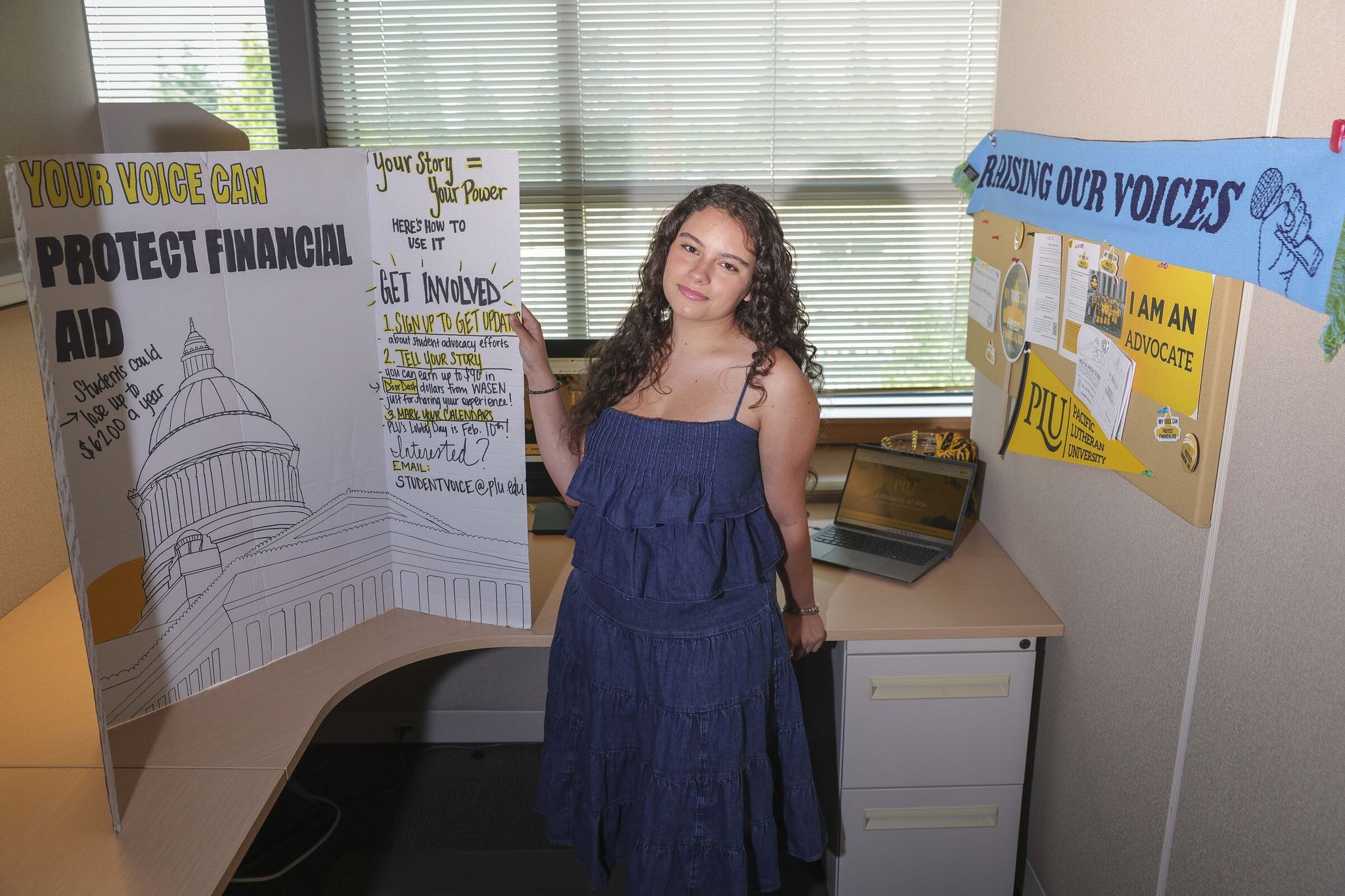 Jilma Diaz-Demangue, a rising junior at Pacific Lutheran University, received tuition help from Washington College Grant, which now will be sending less money to students. She has testified in Olympia against the cuts and now is working to recruit other students to take up the fight during next year’s legislative session. (Ivy Ceballo / The Seattle Times)