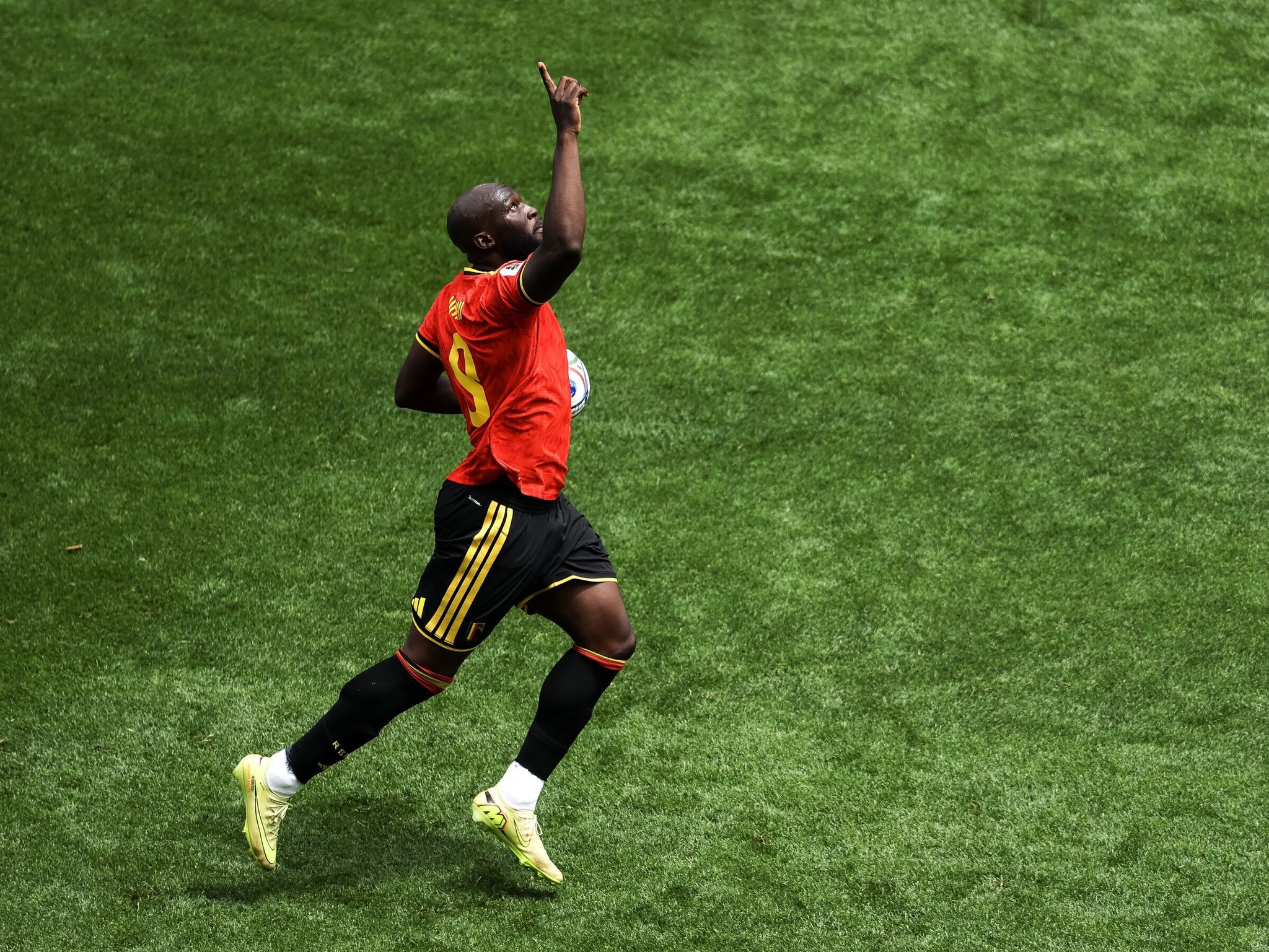 Belgian forward Romelu Lukaku celebrates a goal against Egypt. (Nick Wagner / The Seattle Times)