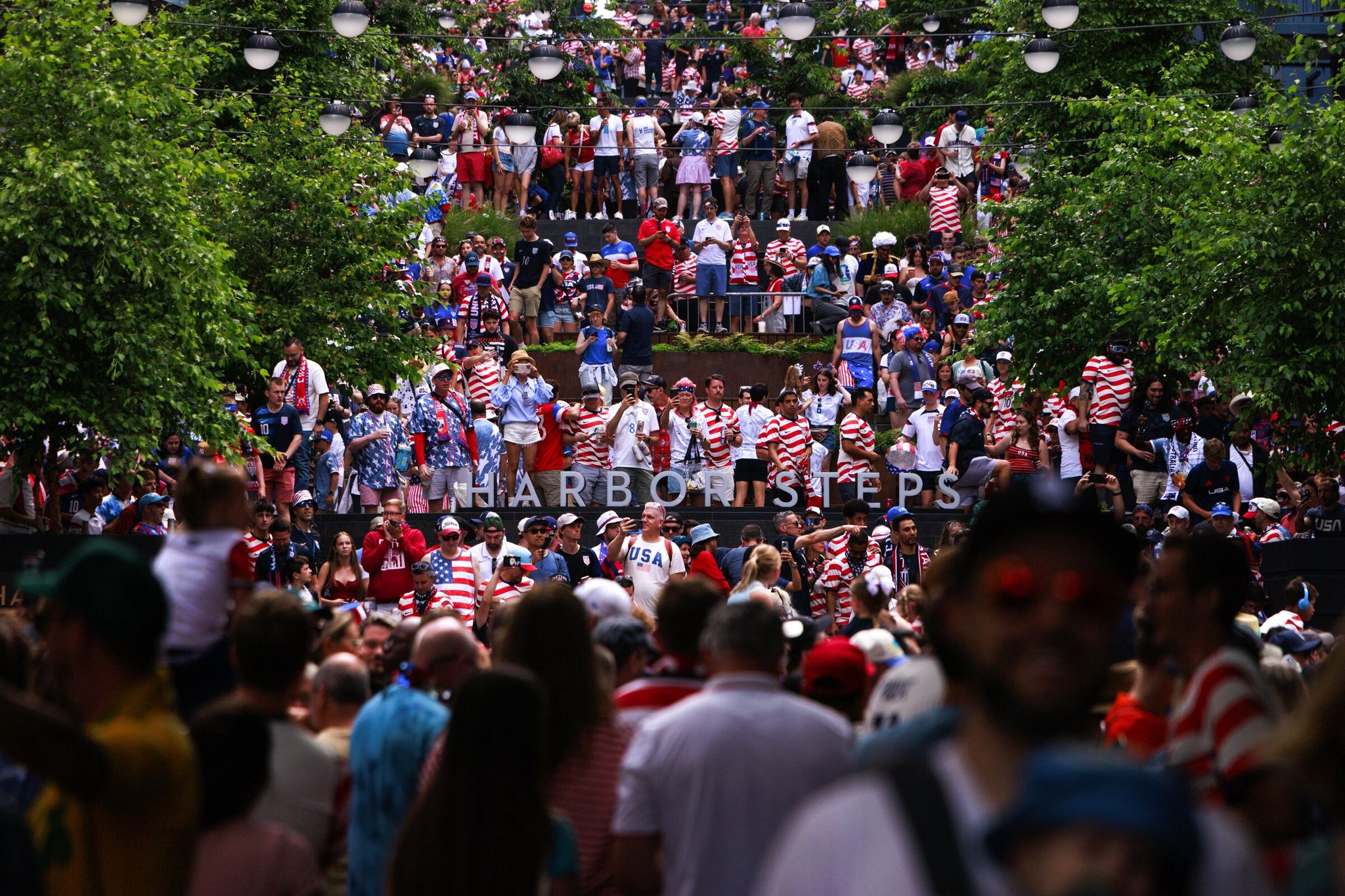 Thousands of people gather for a march before the June 19 U.S. vs. Australia match in Seattle. (Erika Schultz / The Seattle Times)