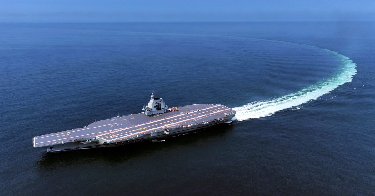 China’s newest aircraft carrier sails through the Taiwan Strait