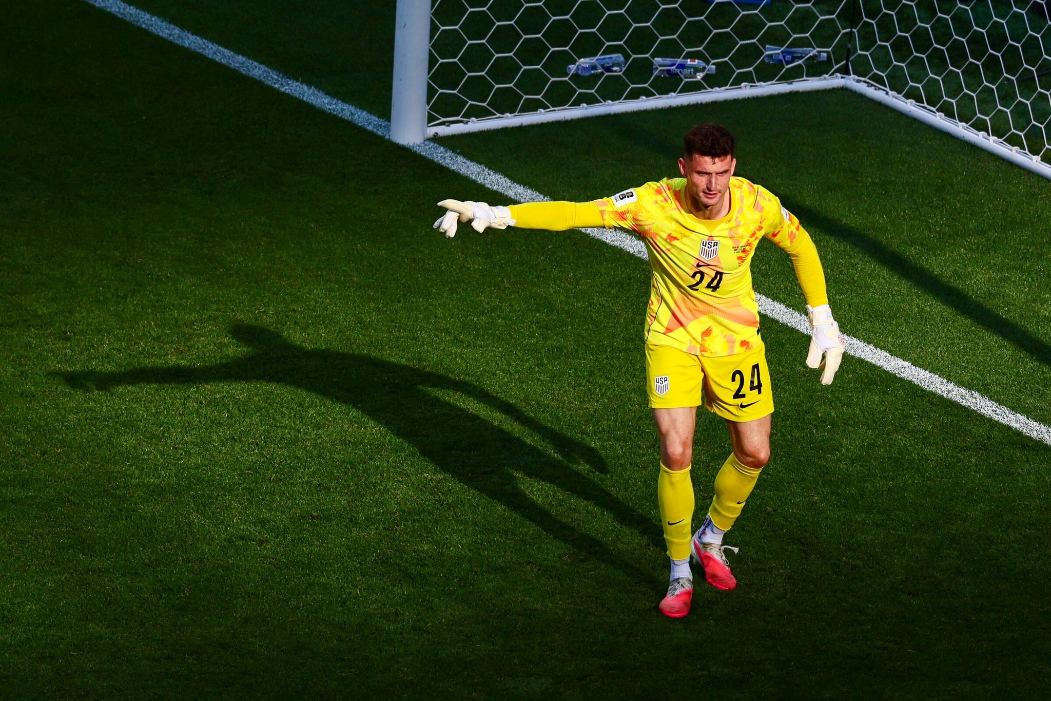 U.S. goalkeeper Matt Freese during the World Cup match against Belgium on Monday. (Kevin Clark / The Seattle Times)