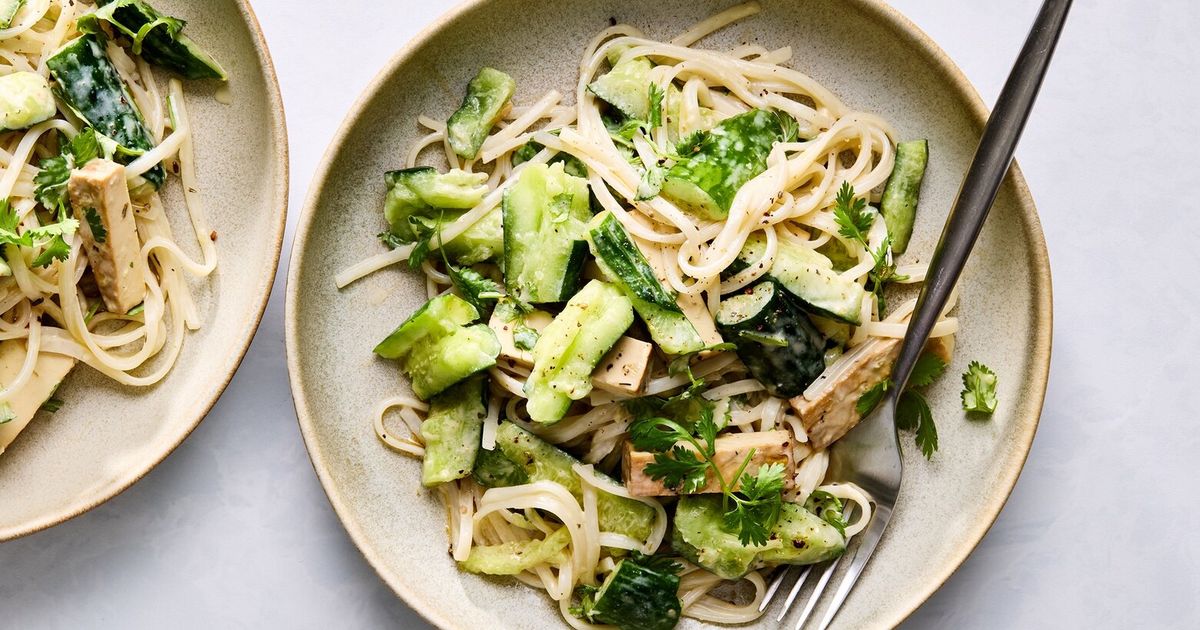 Cold sesame noodles with smashed cucumbers make for a delicious lunch