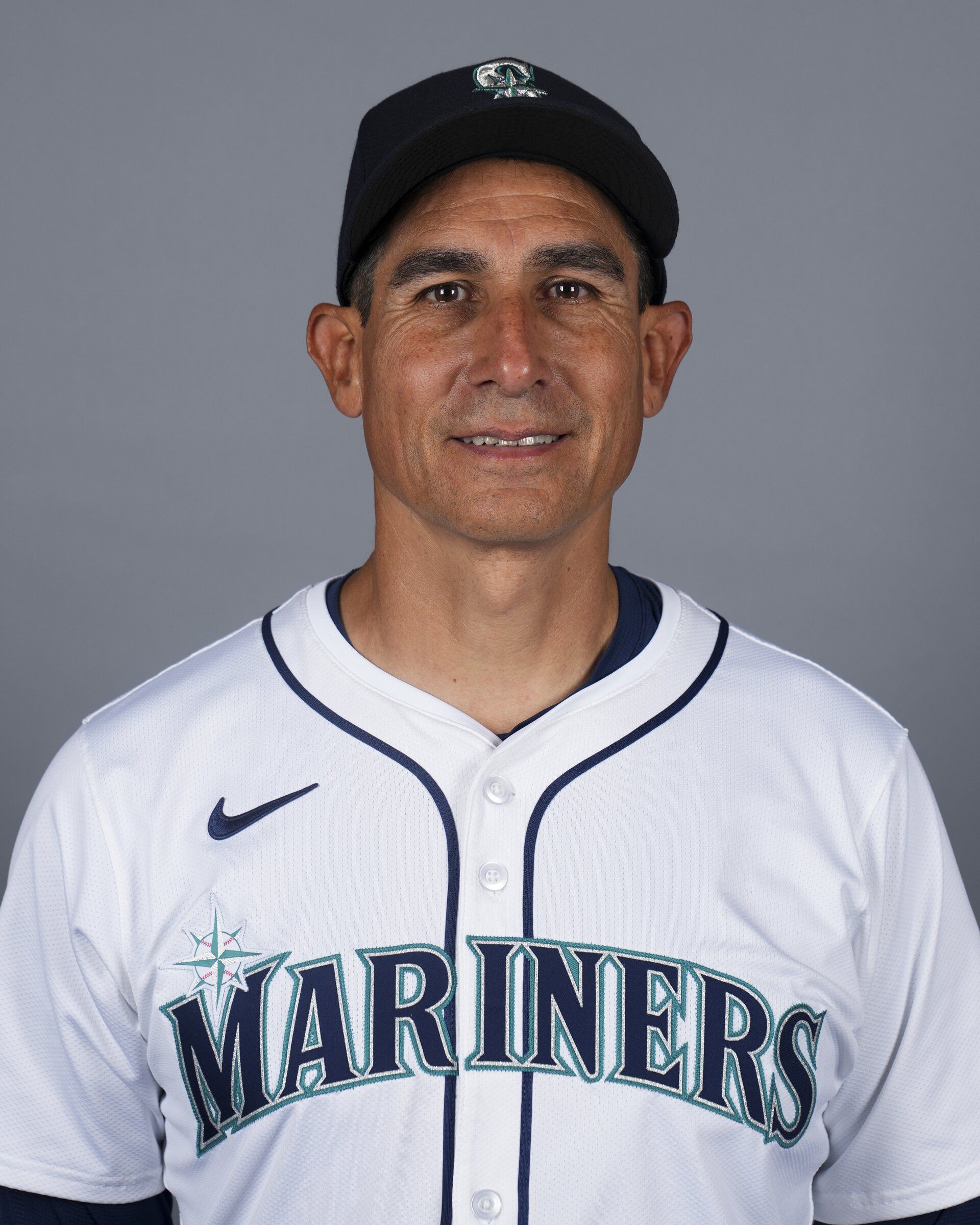 This is a 2025 photo of assistant hitting coach Bobby Magallanes of the Seattle Mariners baseball team. This image reflects the Seattle Mariners active roster as of Thursday, Feb. 20, 2025, when this image was taken. (AP Photo/Lindsey Wasson)