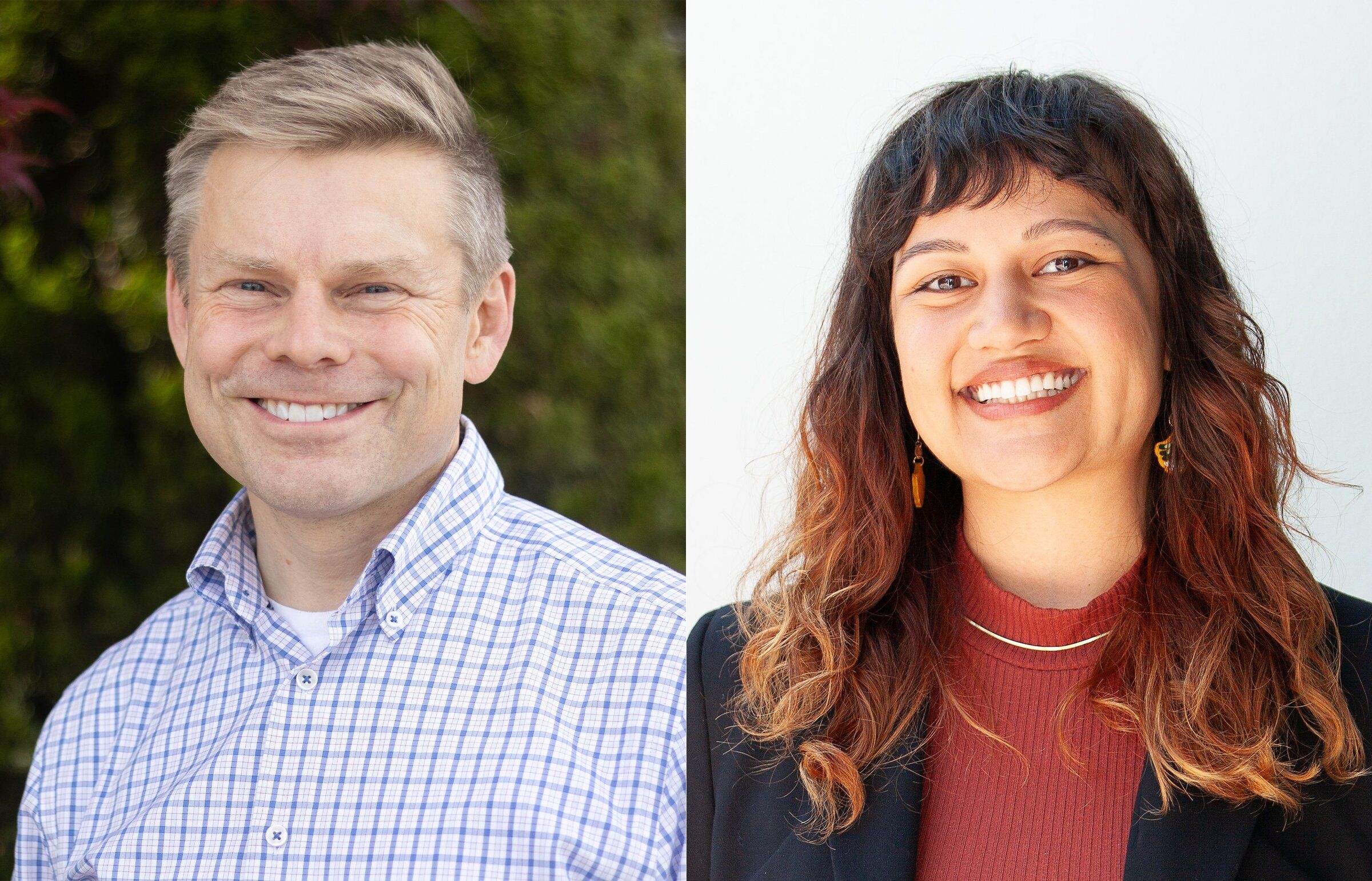 Senate Majority Leader Jamie Pedersen, left, and Hannah Sabio-Howell, right, are candidates for the 43rd Legislative District position. In early vote counts, Pederson had a healthy lead over Sabio-Howell. (Courtesy of the campaigns)