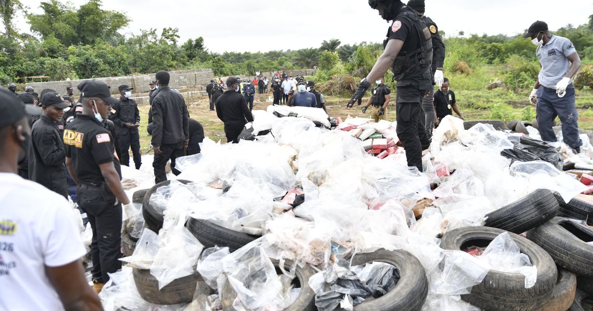 Liberian authorities burn $336 million in cocaine as senior police officials are implicated