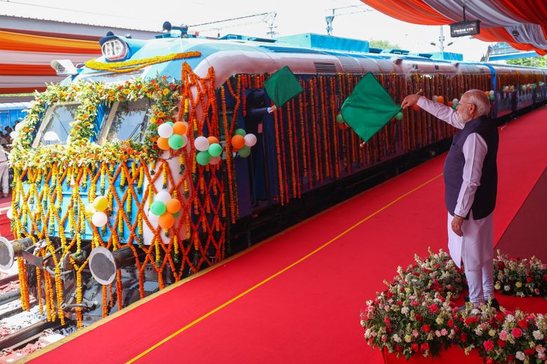 India launches first hydrogen-powered train built in the country to expand clean energy on railways | The Seattle Times