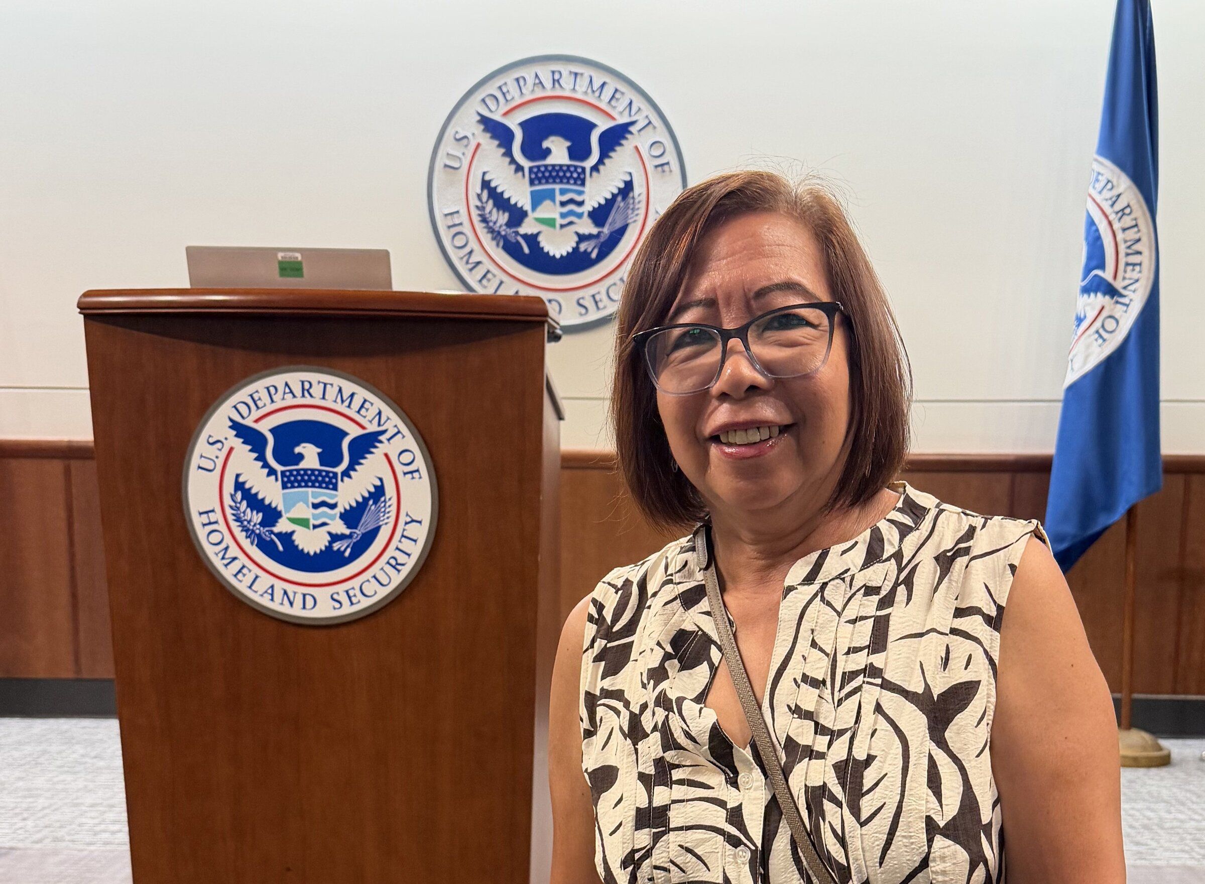 Lewelyn Dixon smiles after taking the oath on July 20. (Photo provided by Melania Madiaga)