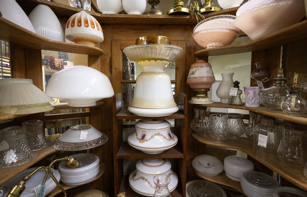 One of the areas at the Antique Mall of West Seattle where the items are organized, Sunday, Aug. 2, 2026. (Ken Lambert / The Seattle Times)