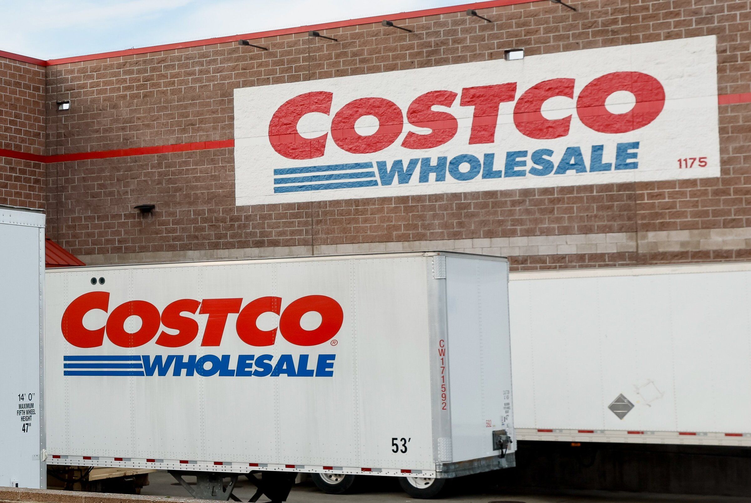 Trucks are parked at the loading dock of a Costco Wholesale in Shoreline. (Jennifer Buchanan / The Seattle Times, 2023)