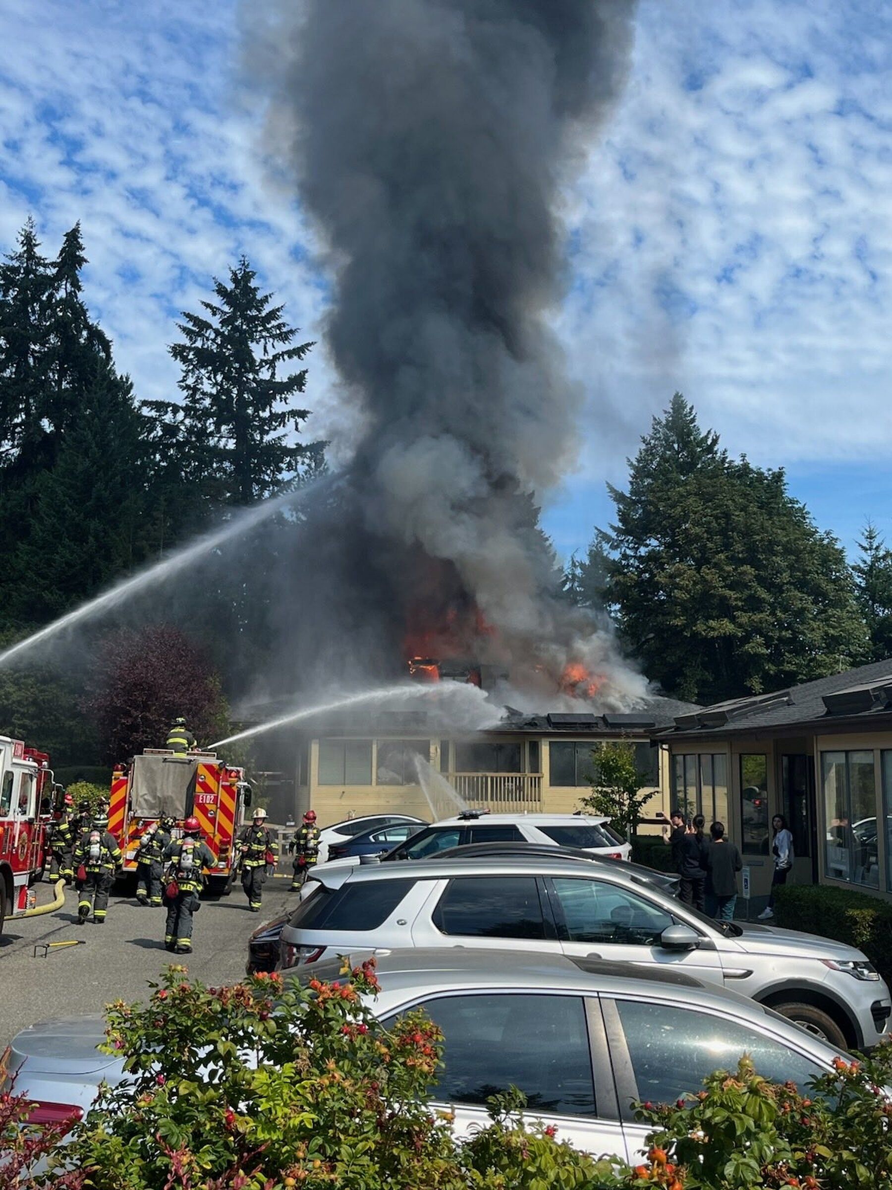 Bellevue firefighters respond to a fire at an office building on Wednesday, Aug. 19. (City of Bellevue)