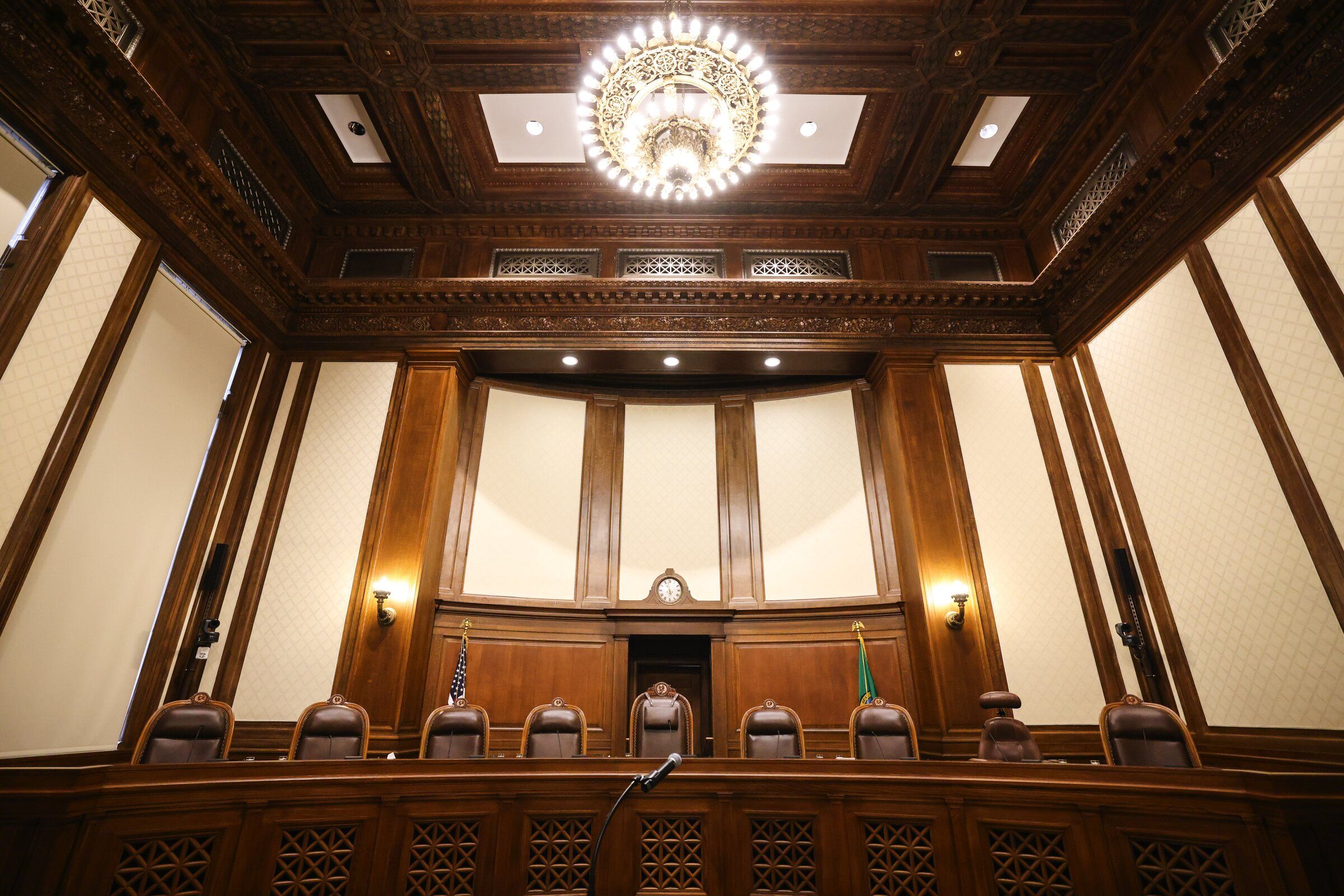 Seating for the justices on the Washington State Supreme Court, March 9 in Olympia. (Ken Lambert / The Seattle Times)