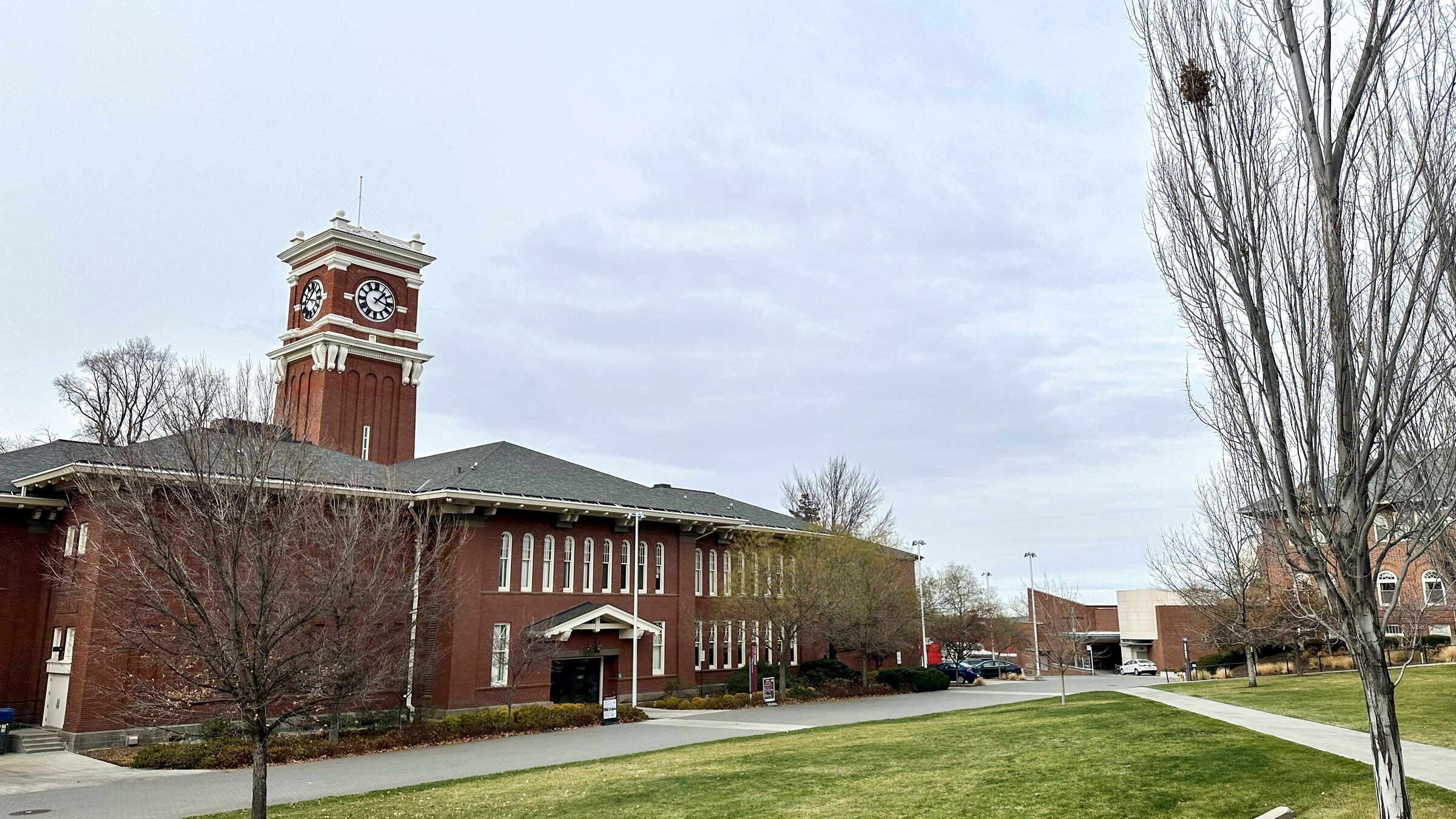 The Bryan Hall Clock Tower on the Washington State University campus, Nov. 25, 2025, in Pullman. (Brandon Garcia / The Seattle Times)