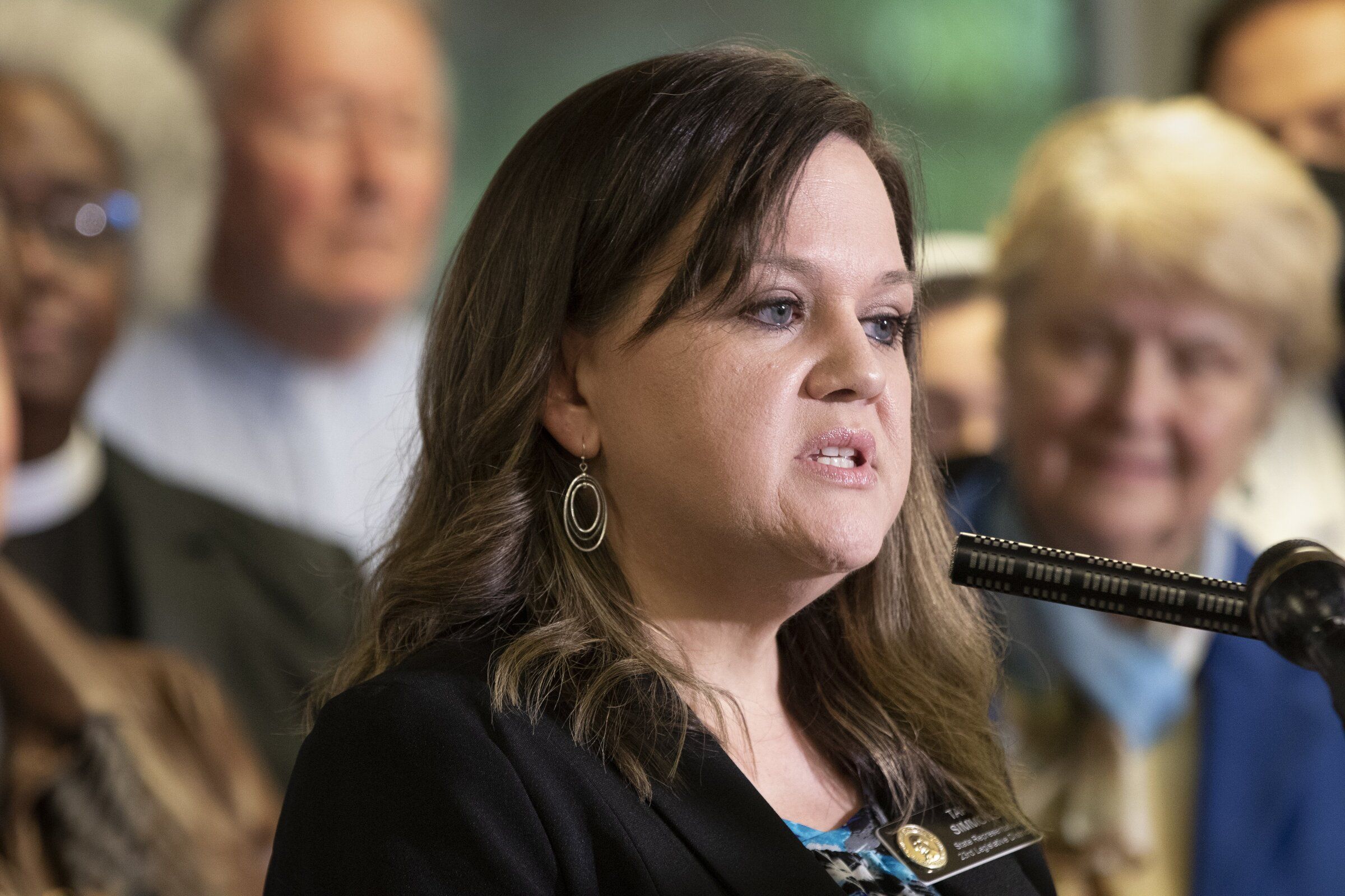 Rep. Tarra Simmons speaks about a bill, the Keep Our Care Act, in October 2022. (Ellen M. Banner / The Seattle Times)
