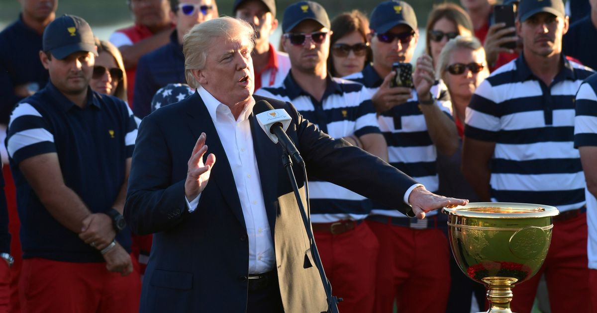 Trump says he’ll be at the Presidents Cup at Medinah as the honorary chairman