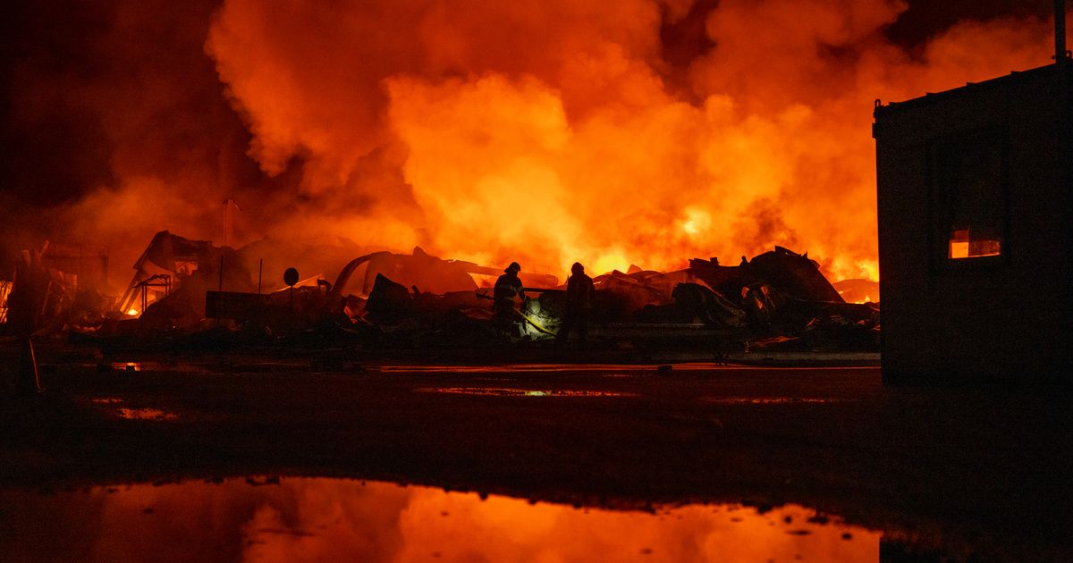 A Russian retail giant’s warehouse burns after Ukraine’s latest long-range drone attack