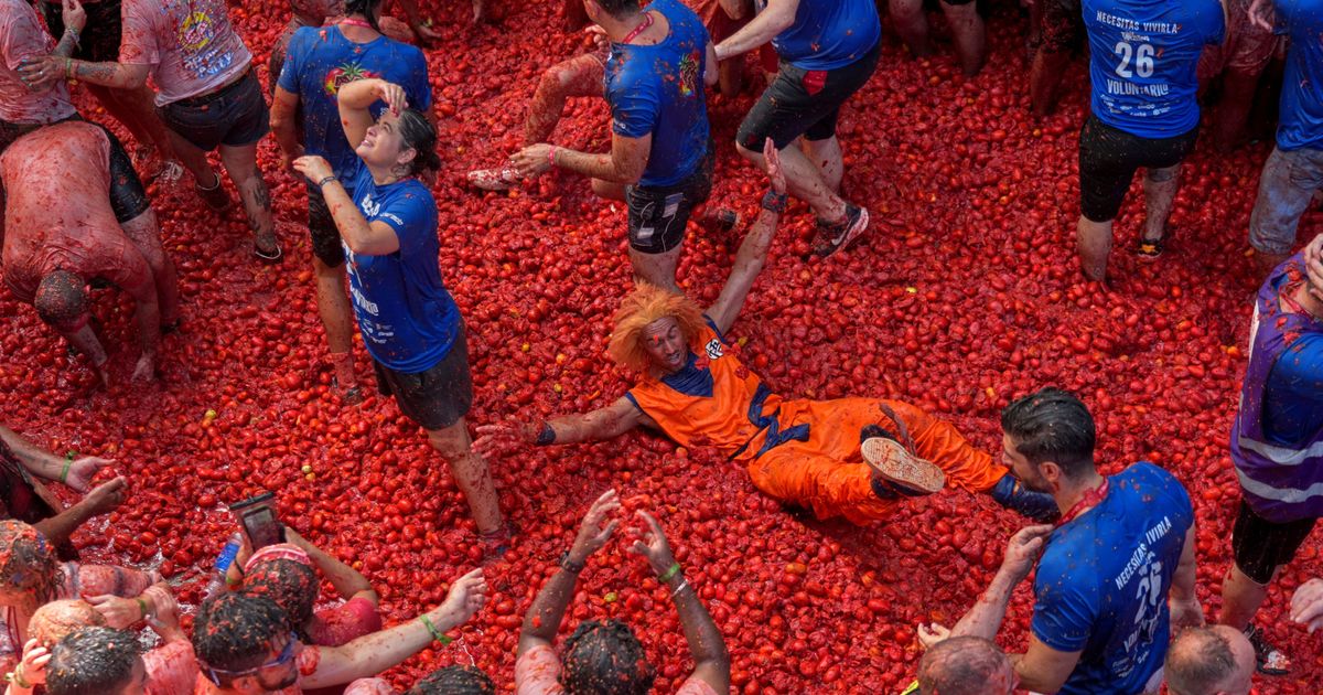 The epic La Tomatina food fight paints a small Spanish town red